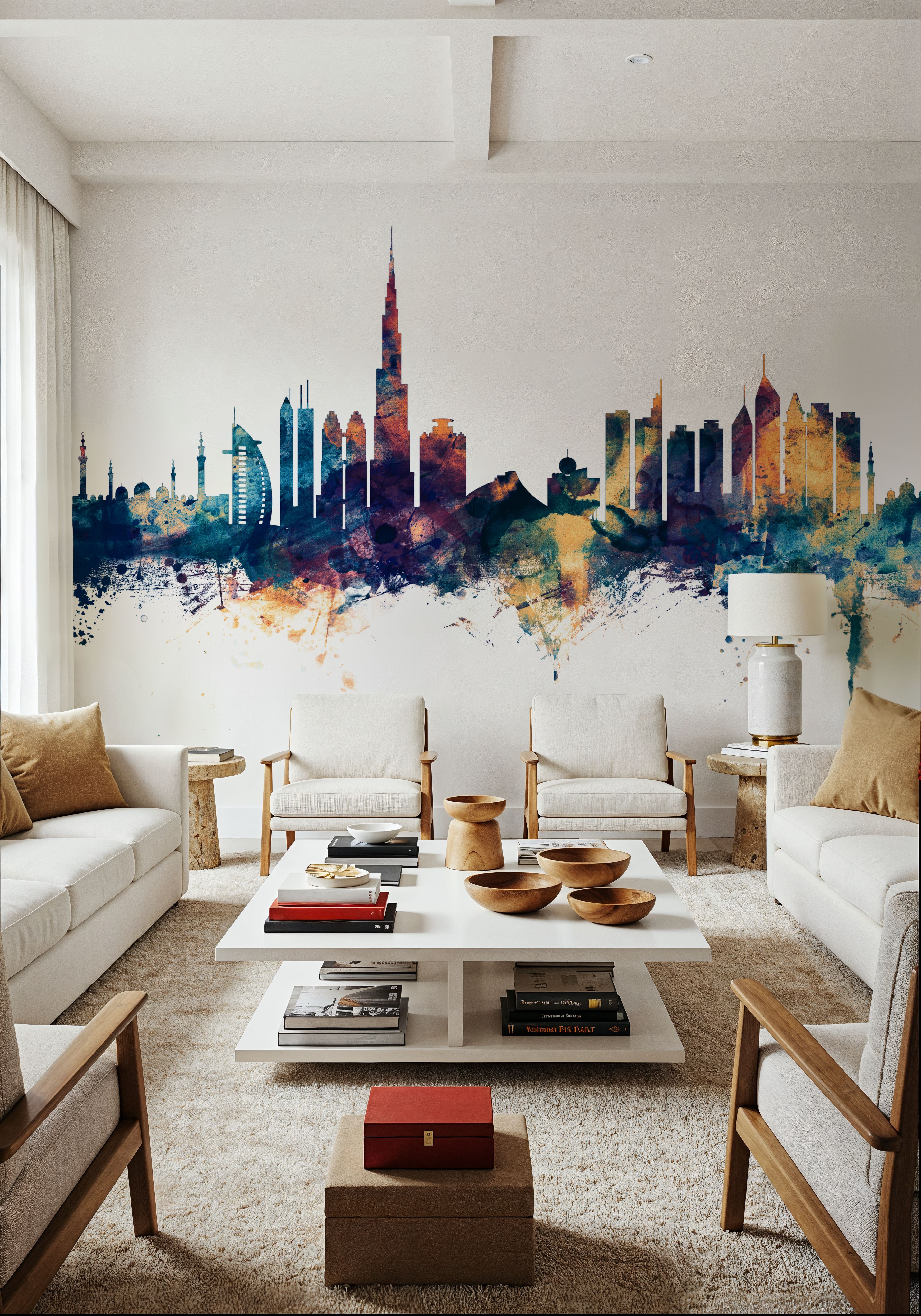 Dubai Skyline Blue & Bronze