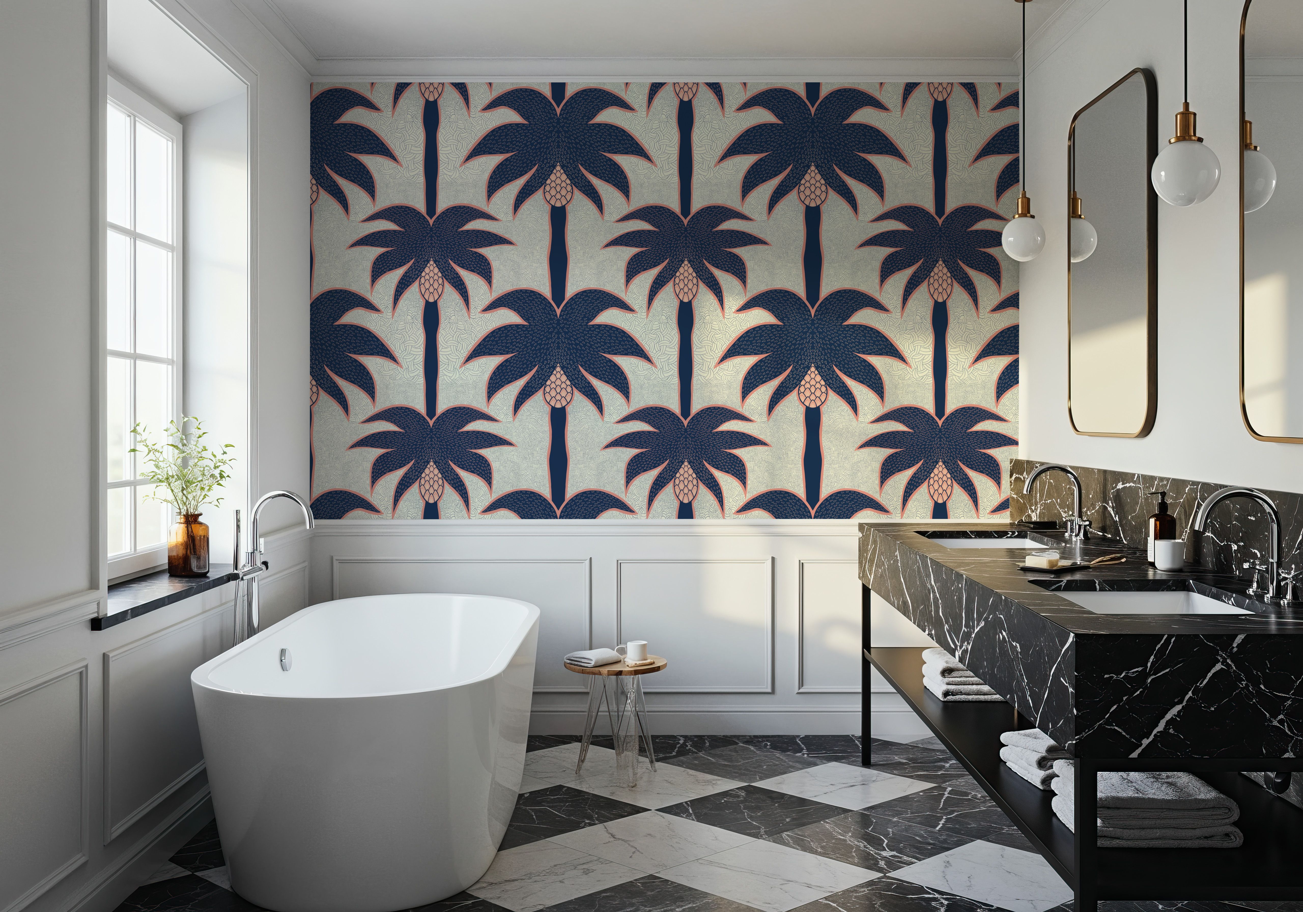 Graphic Palms, Navy