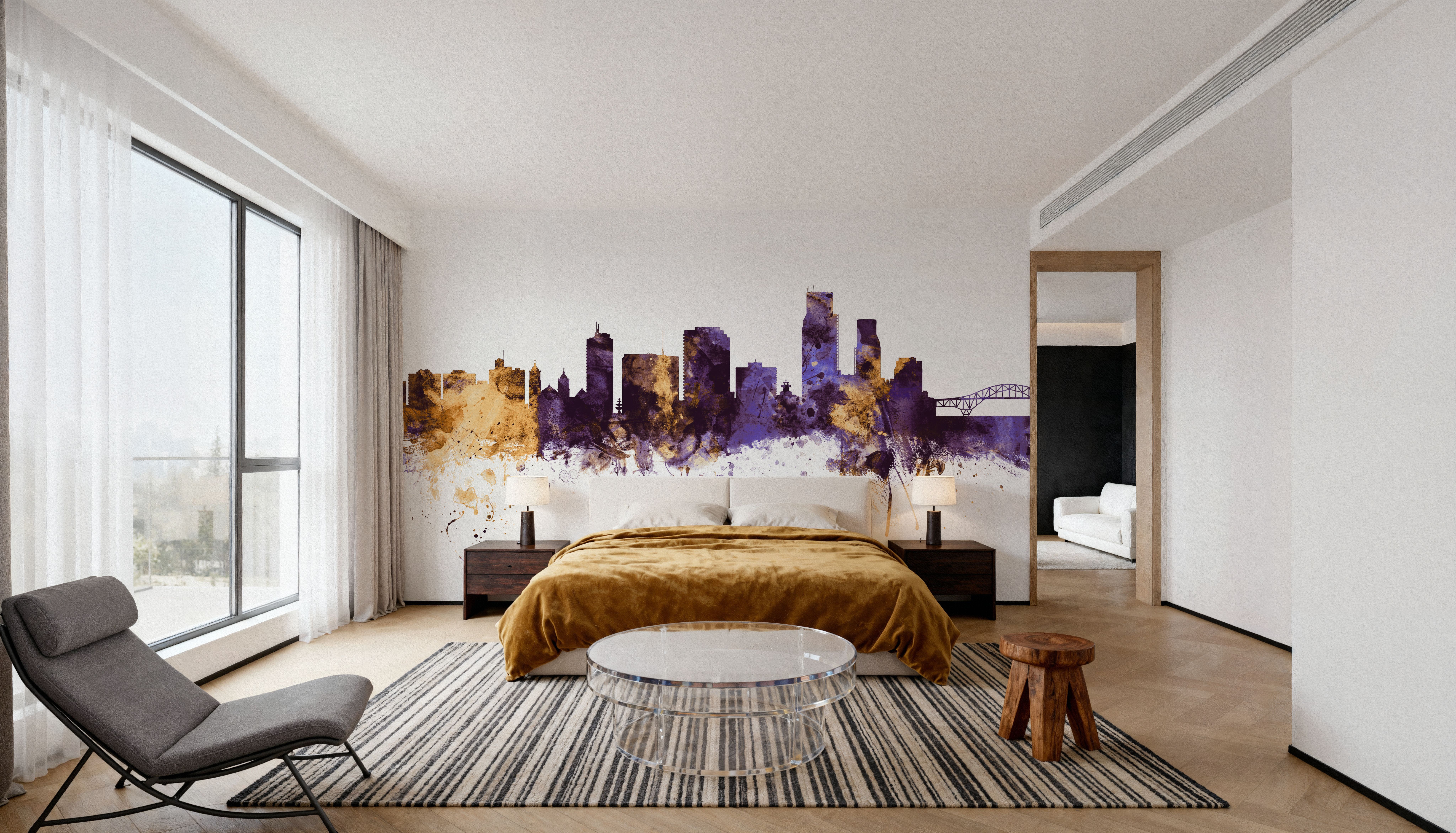Corpus Christi Texas Skyline Purple & Gold