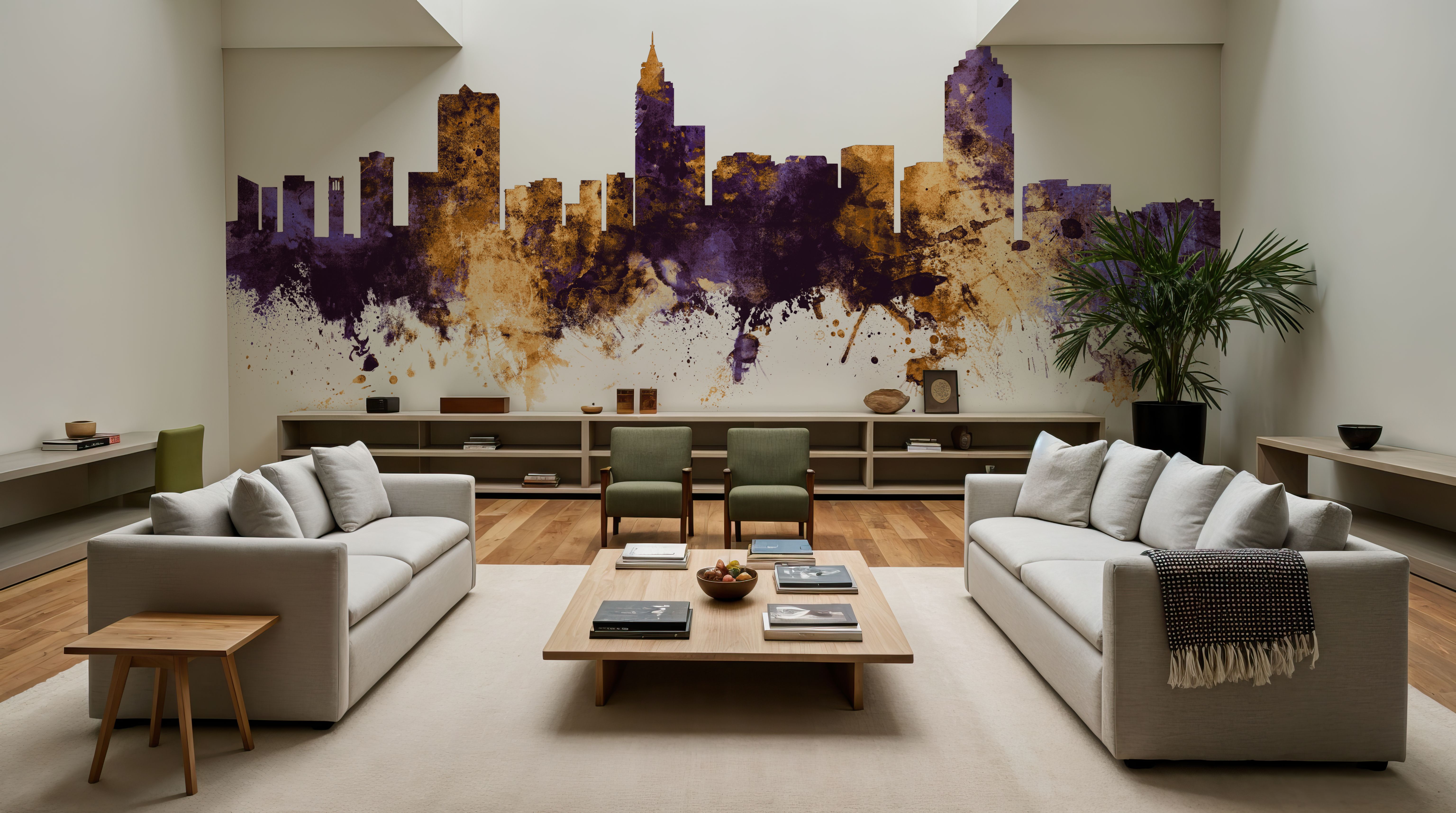 Raleigh North Carolina Skyline Purple & Gold