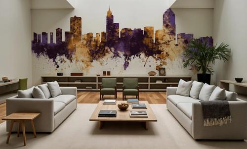 Raleigh North Carolina Skyline Purple & Gold