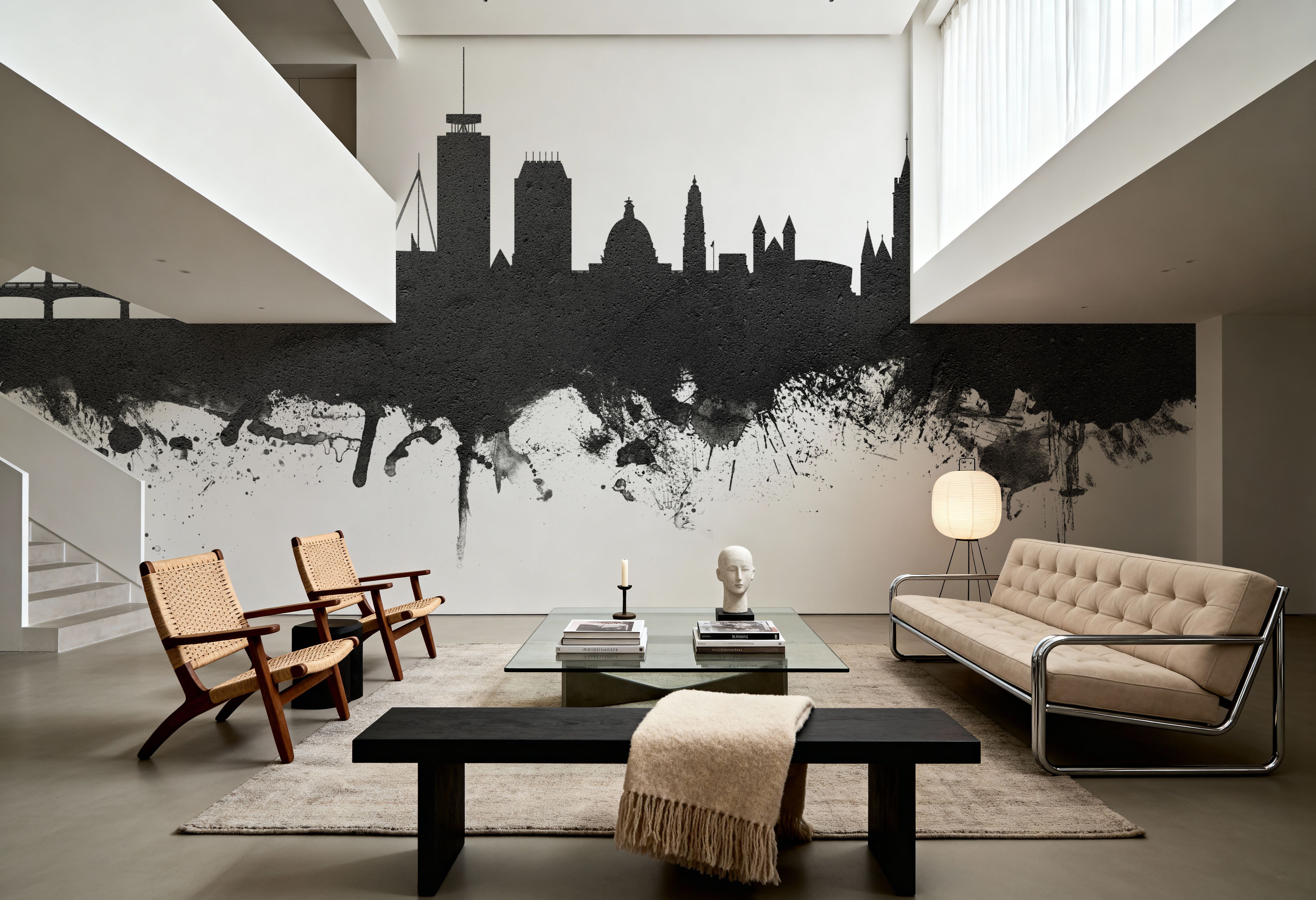 Cardiff Wales Skyline Black & White