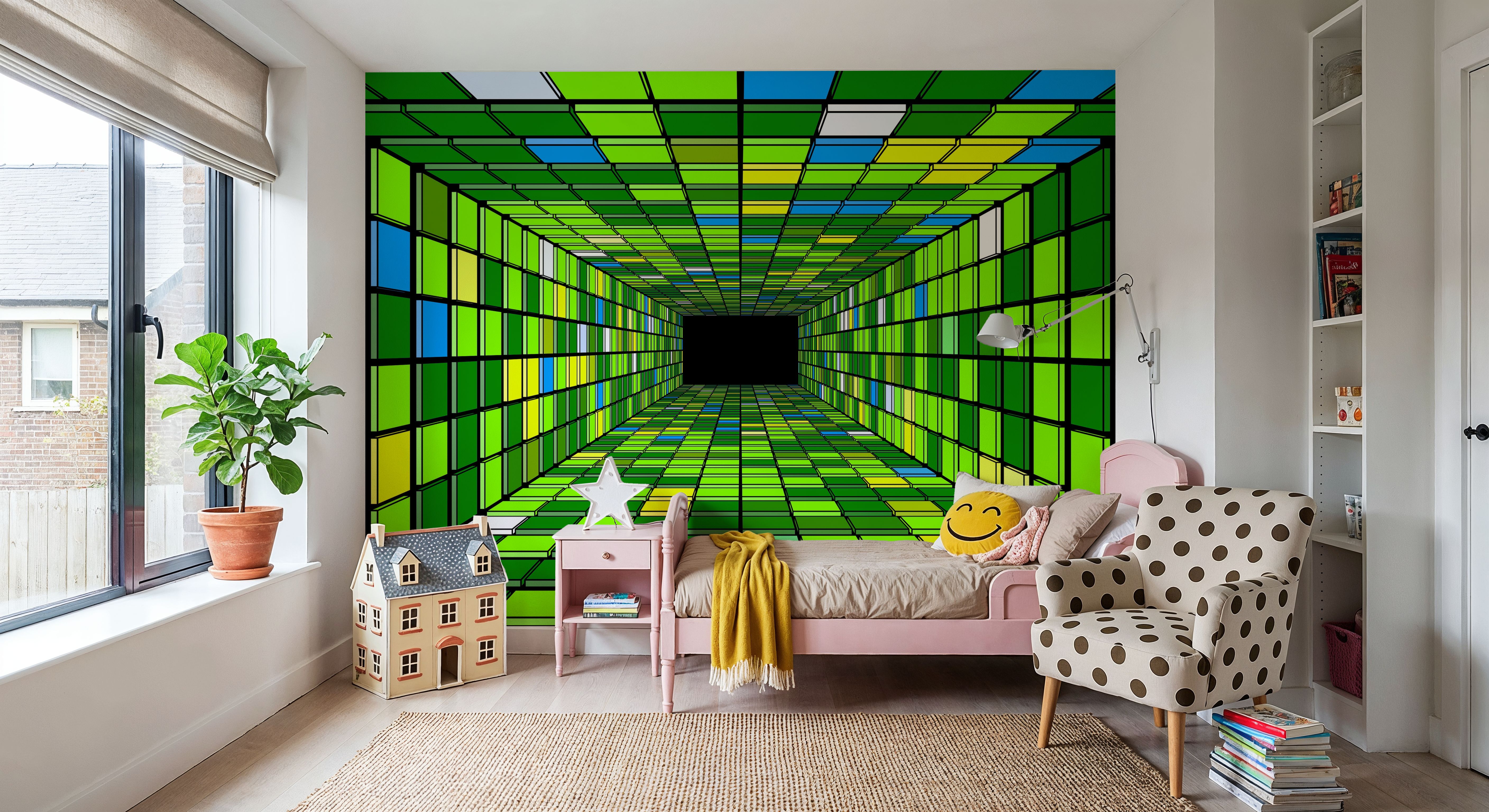 Retro Game Tunnel, Vibrant Green