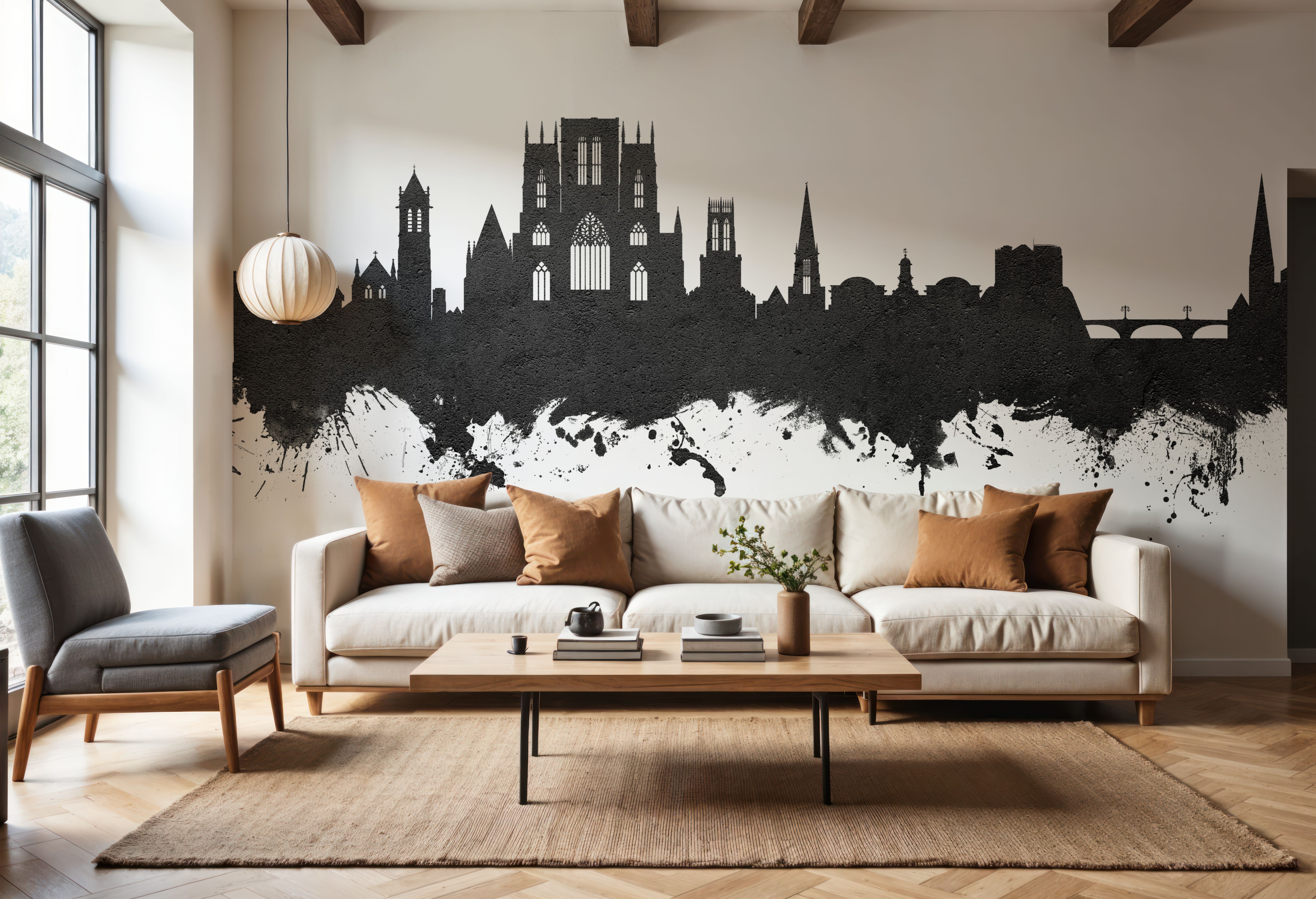 Wall Mural - York England Skyline Black & White - Offices - Wallism US - Premium, Textured or Peel & Stick