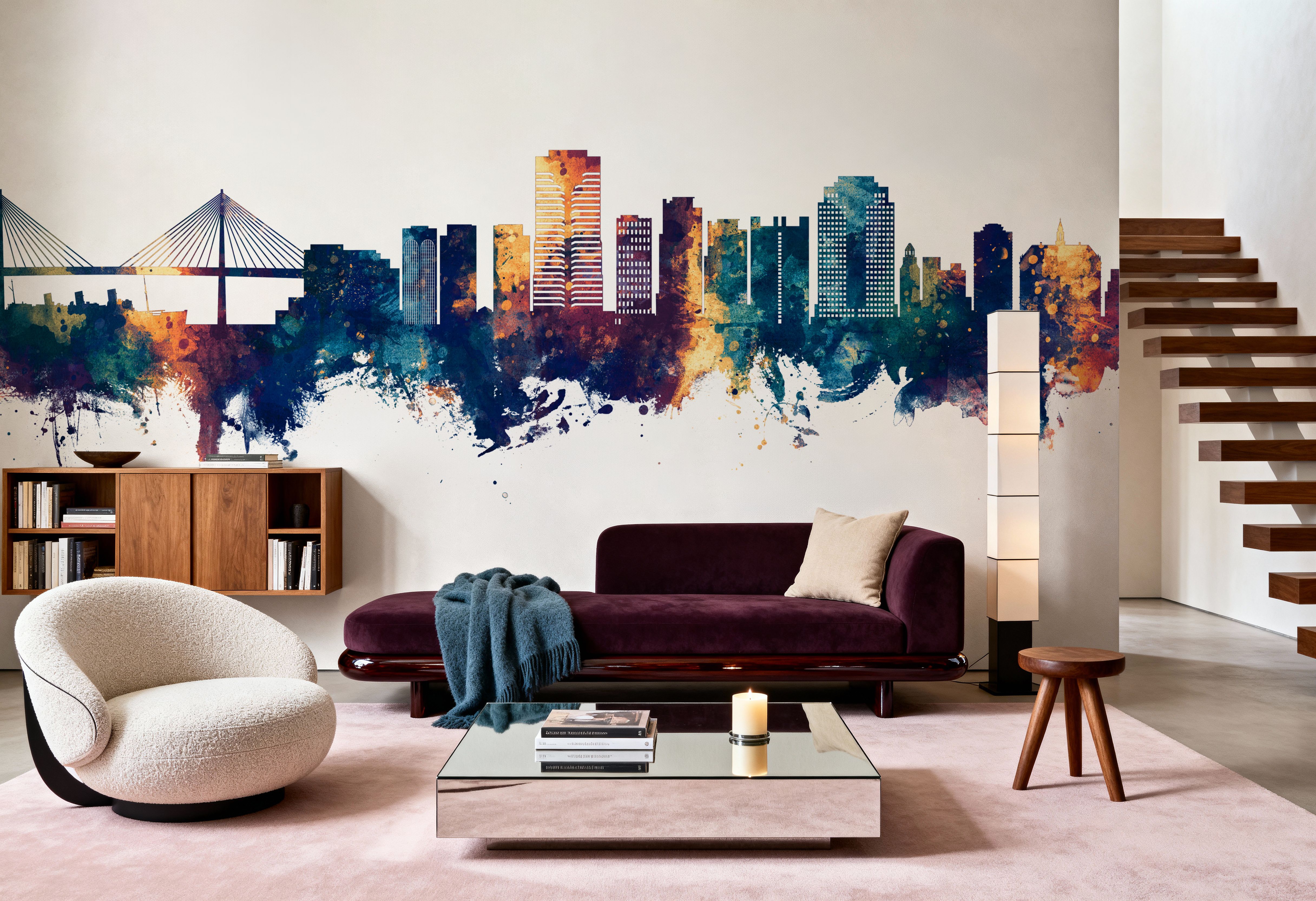 Long Beach California Skyline Blue & Bronze