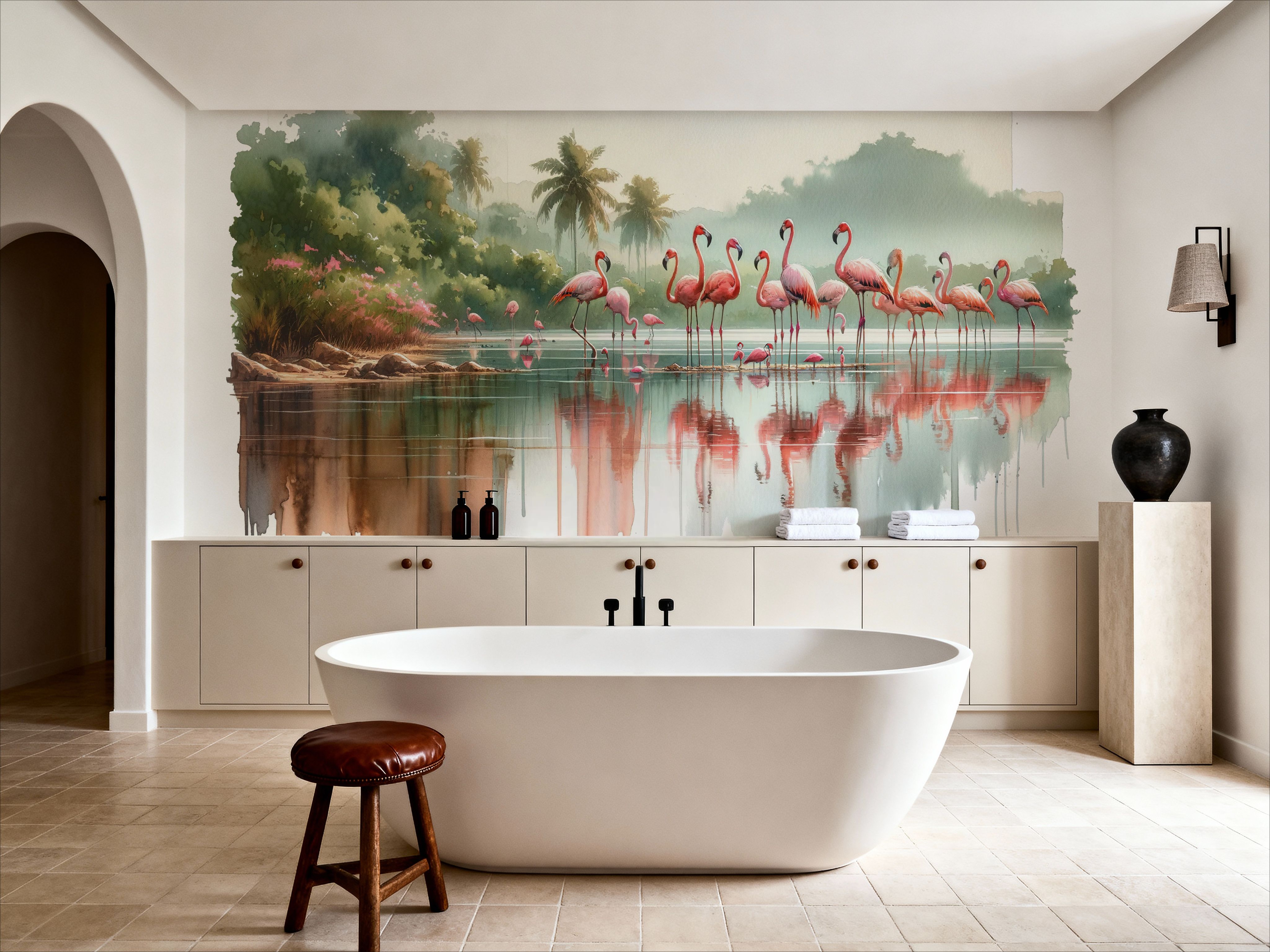 Morning Reflections of Flamingos