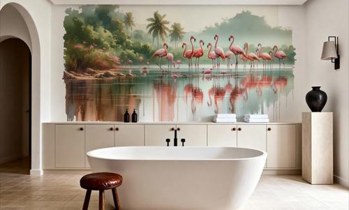 Morning Reflections of Flamingos