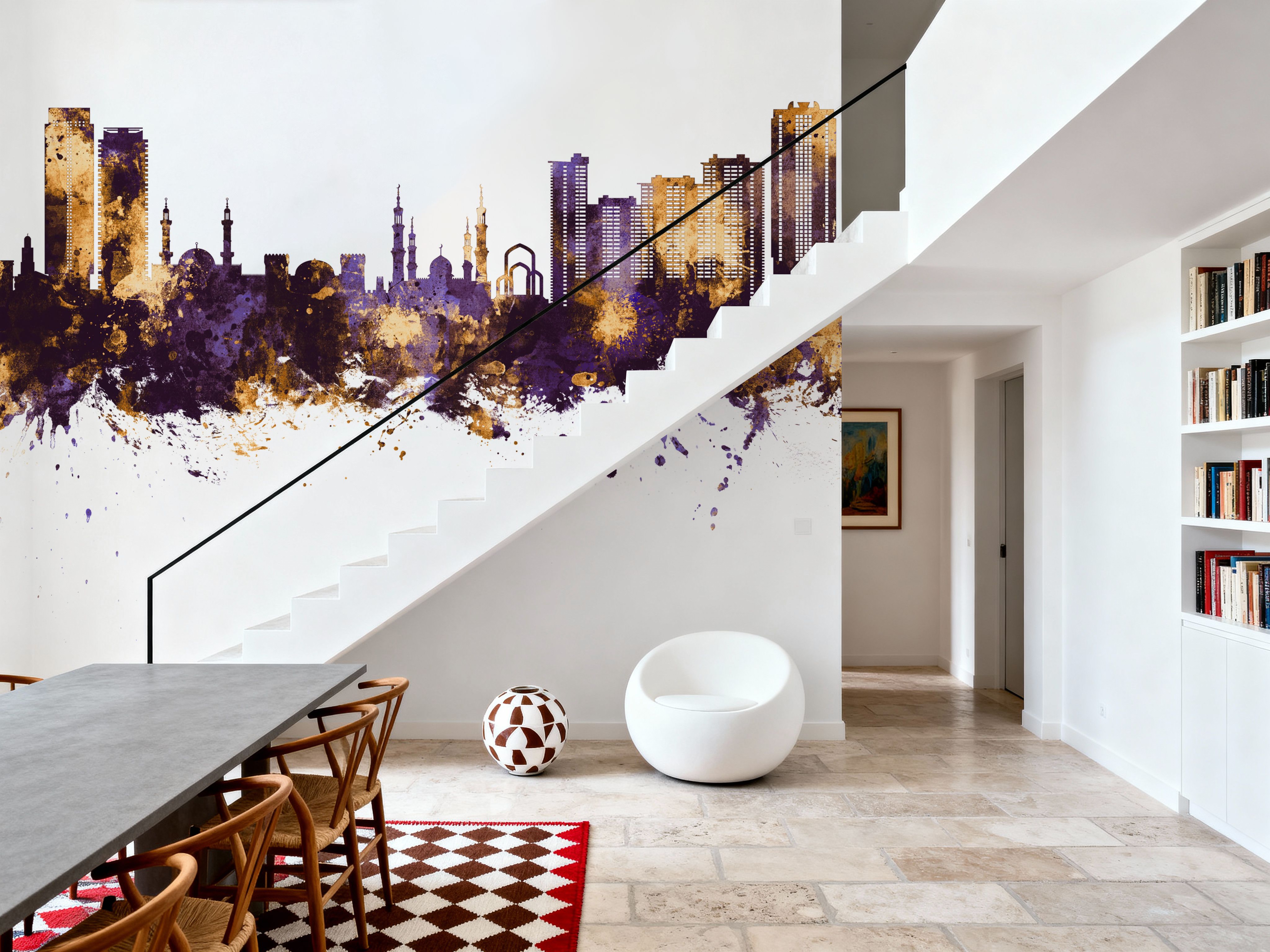 Ajman Skyline Purple & Gold