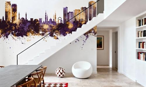 Ajman Skyline Purple & Gold