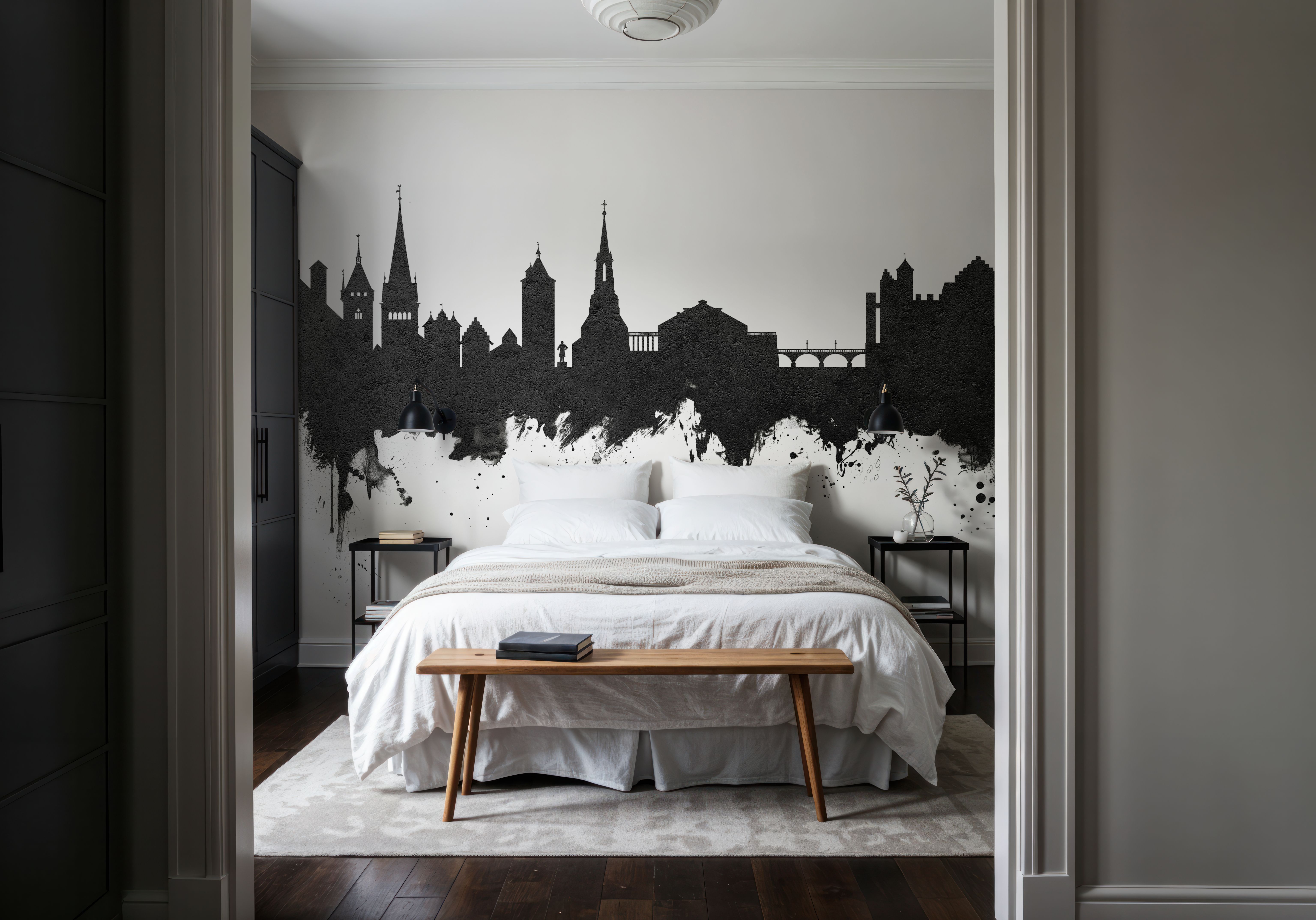 Schaffhausen Switzerland Skyline Black & White