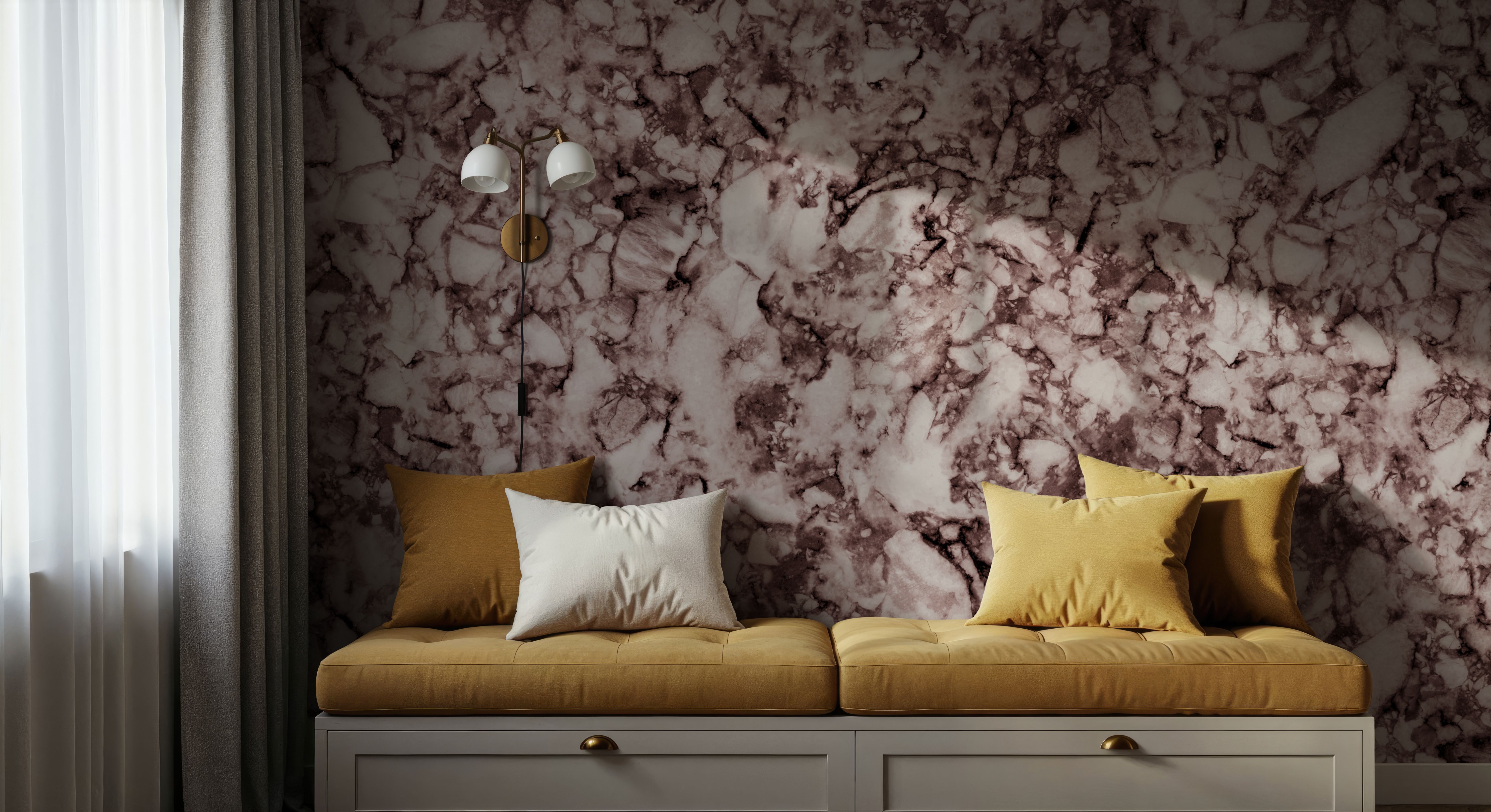Statement Marble, Reddish Brown, Wallpaper
