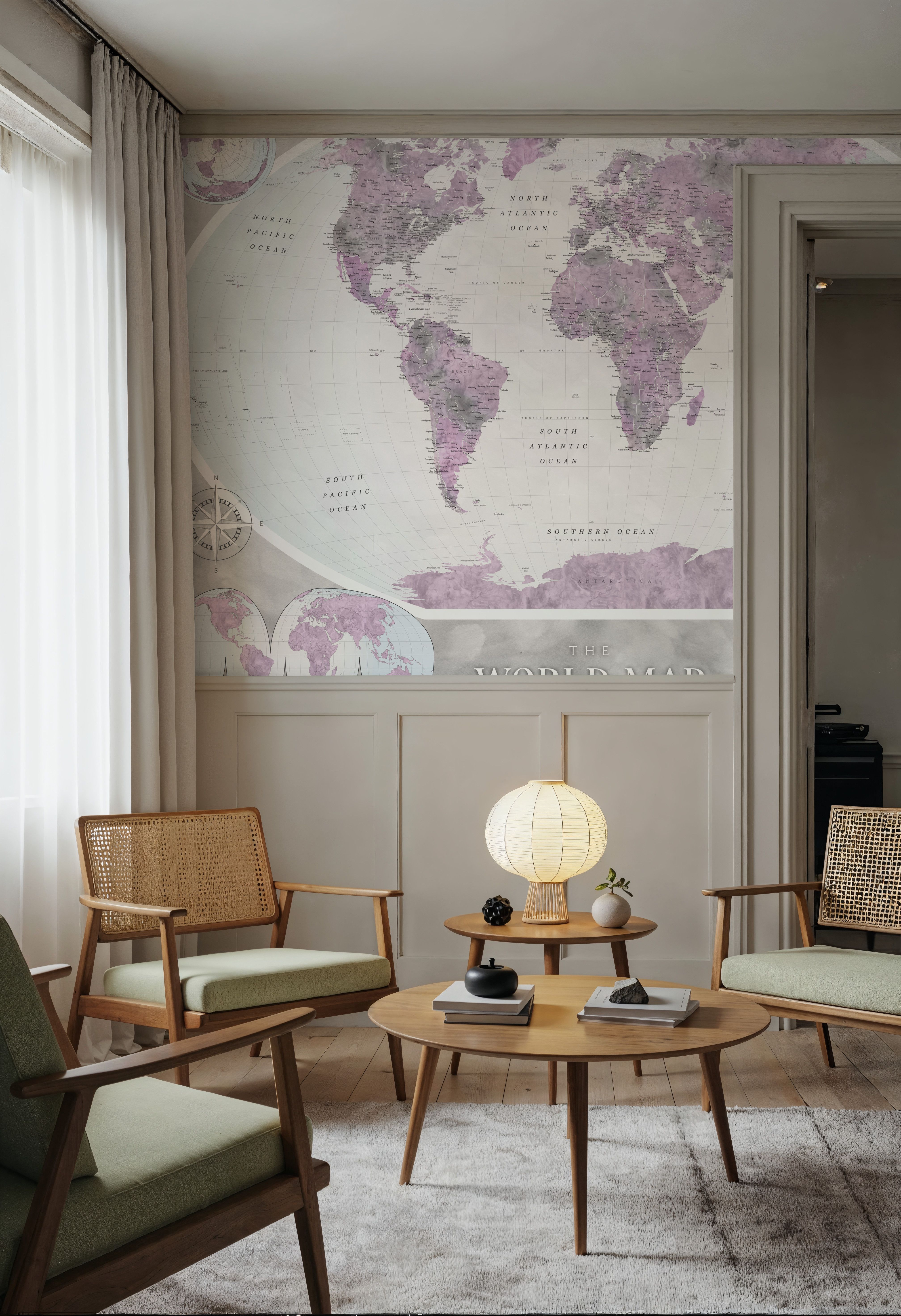 World Map Atlas Purple