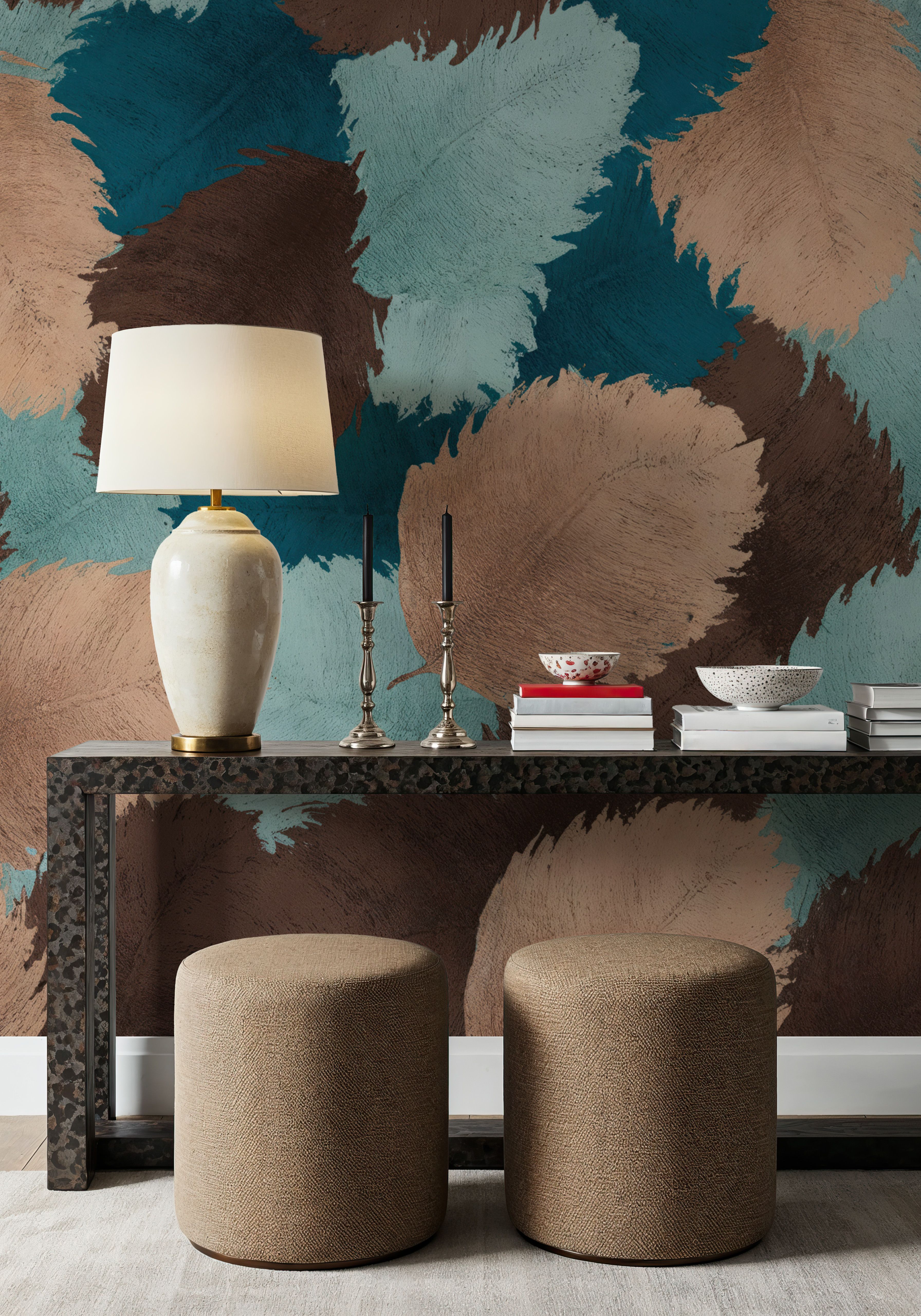 Wall Mural - Dodona, Teal - Abstract mural wallpaper - Offices - Wallism US - Premium, Textured or Peel & Stick