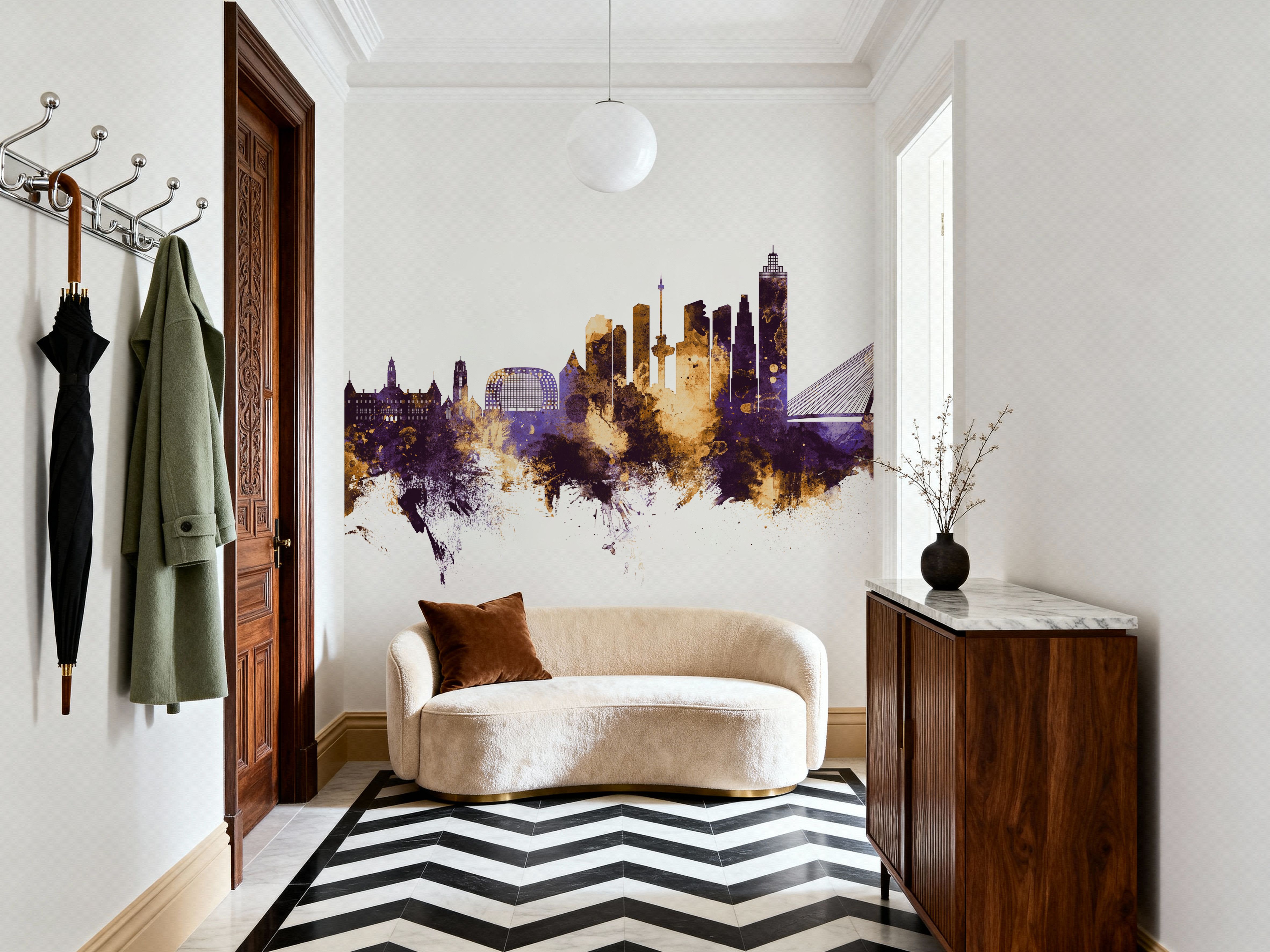 Rotterdam The Netherands Skyline Purple & Gold