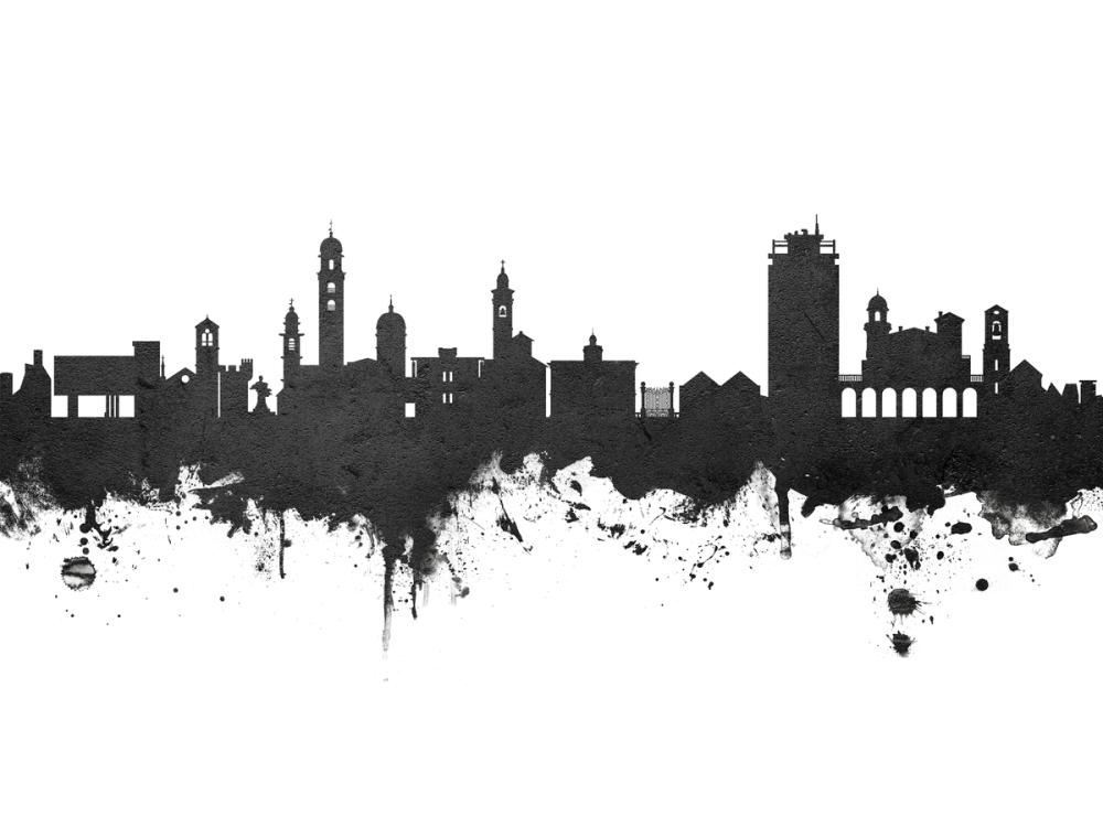 Lugano Switzerland Skyline Black & White