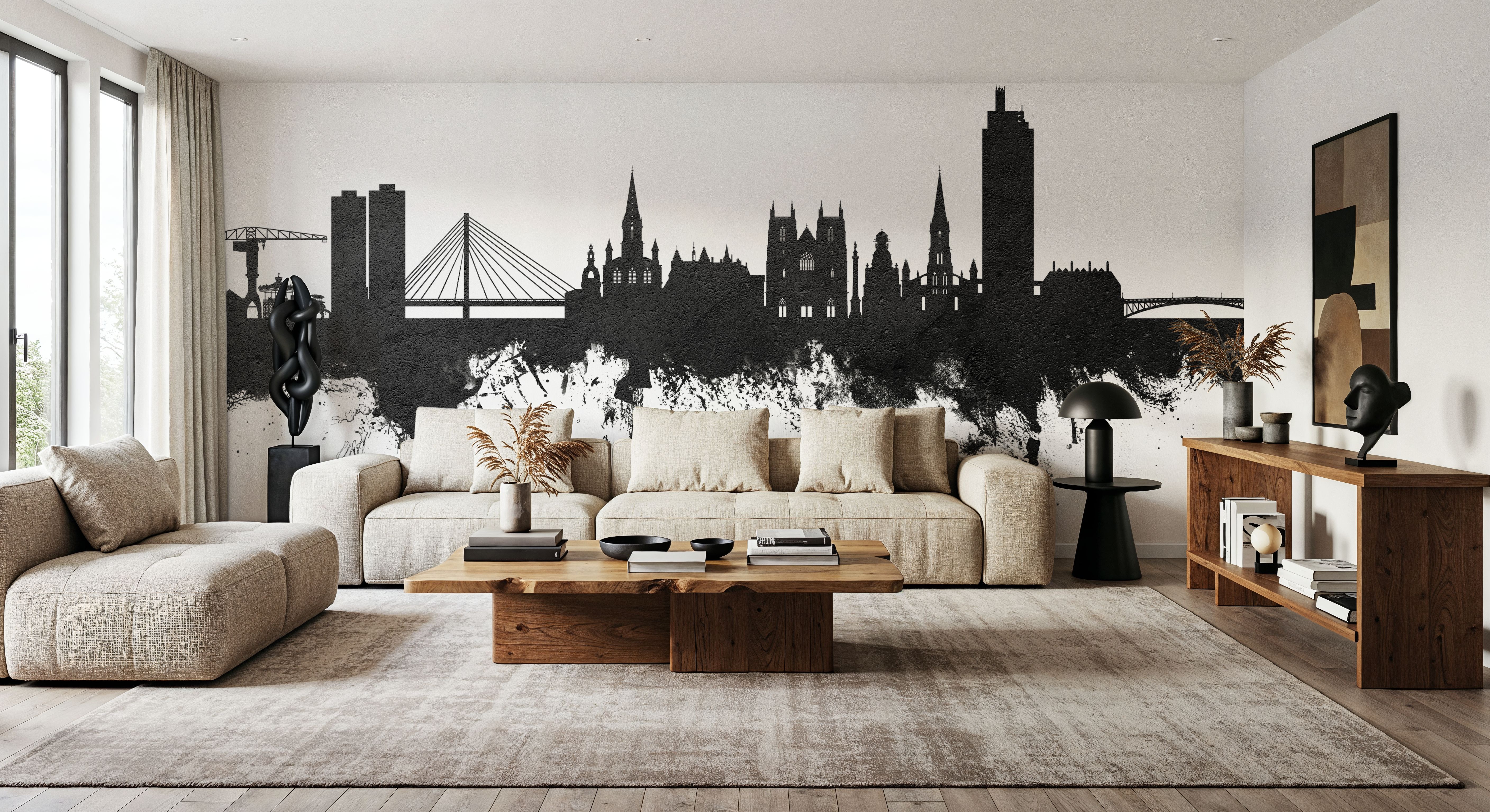 Nantes France Skyline Black & White