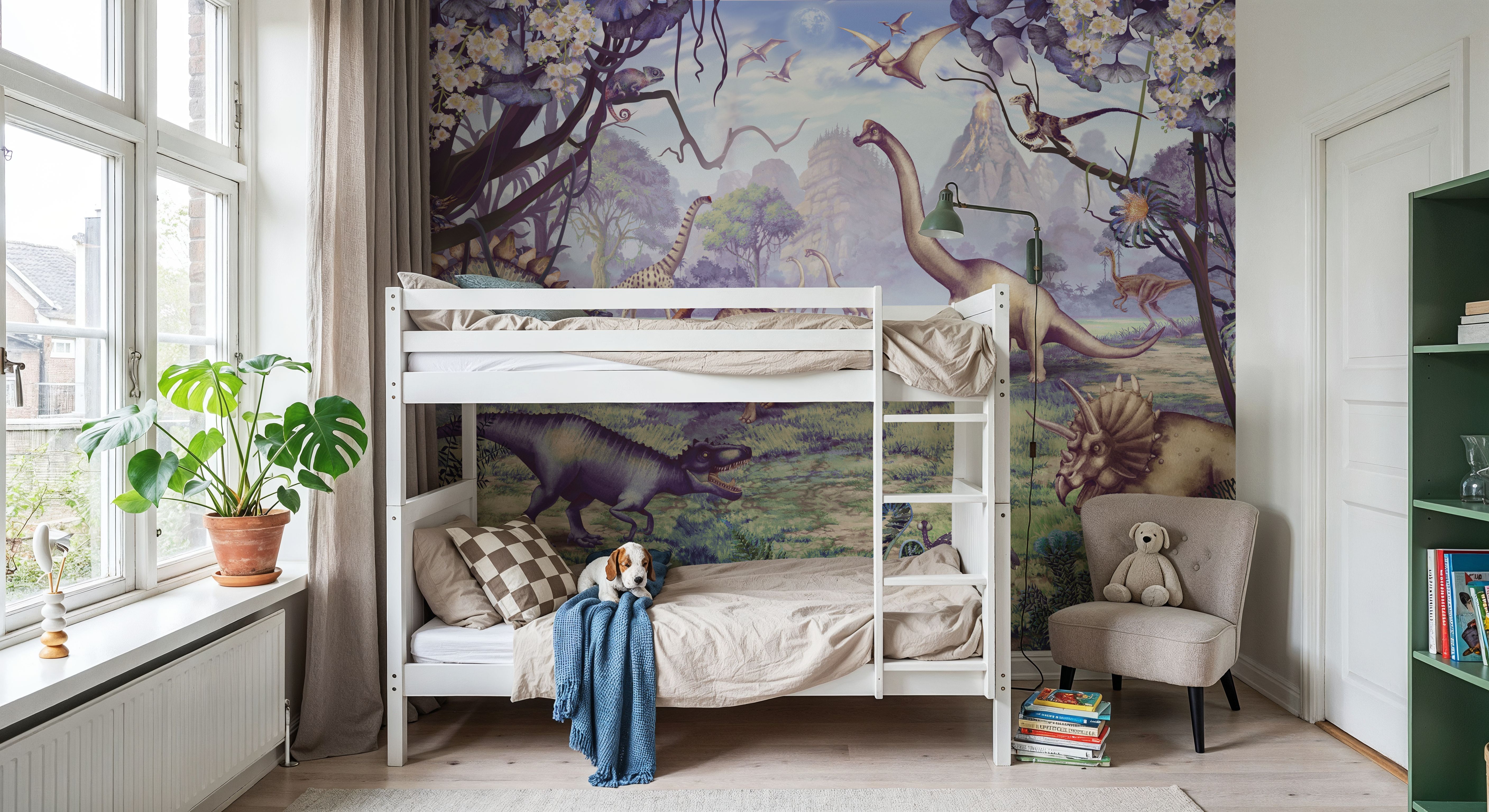 Ancient Dinos, Blue, Wallpaper