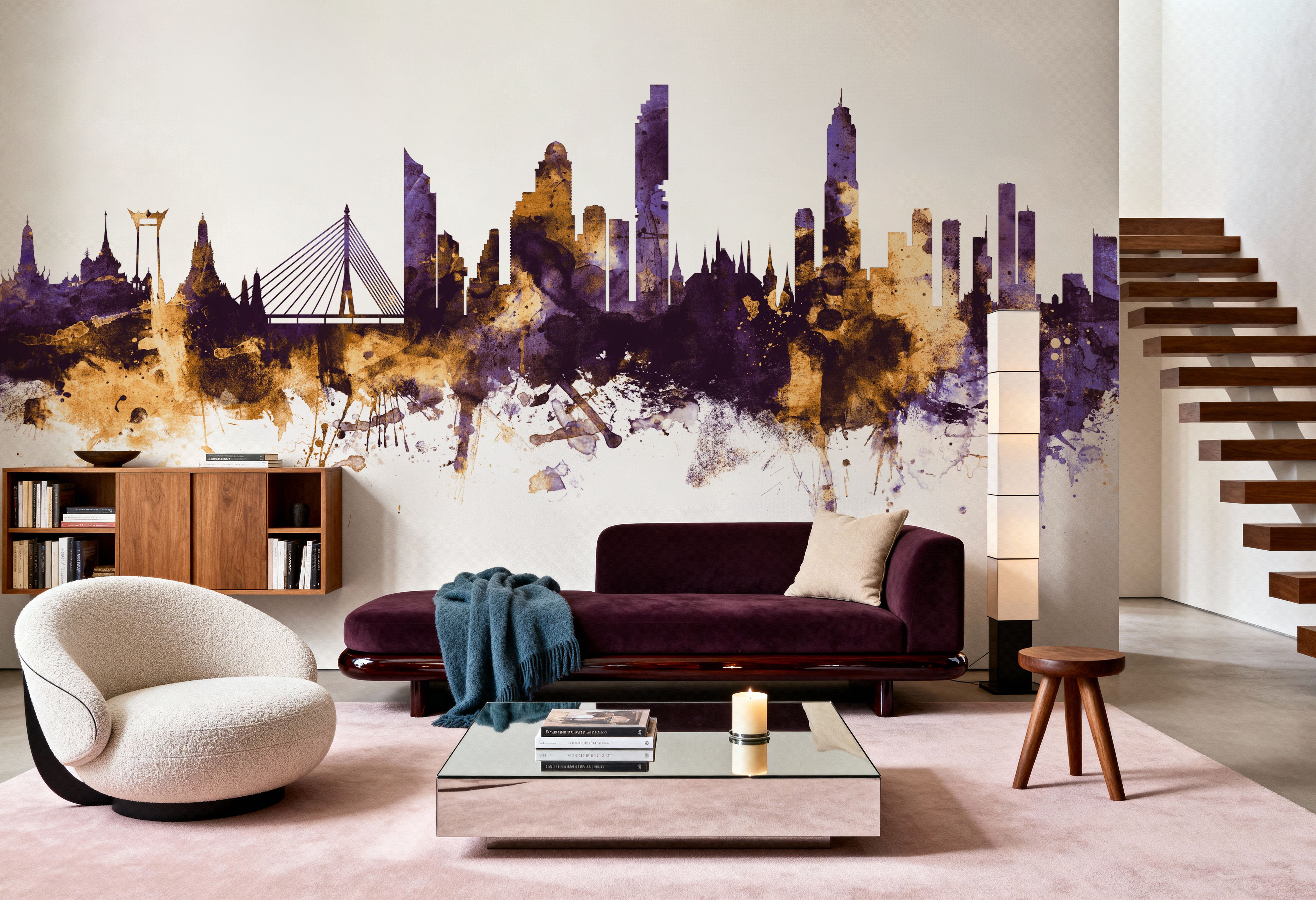 Bangkok Thailand Skyline Purple & Gold