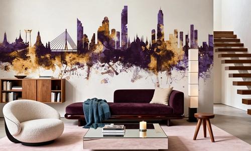 Bangkok Thailand Skyline Purple & Gold