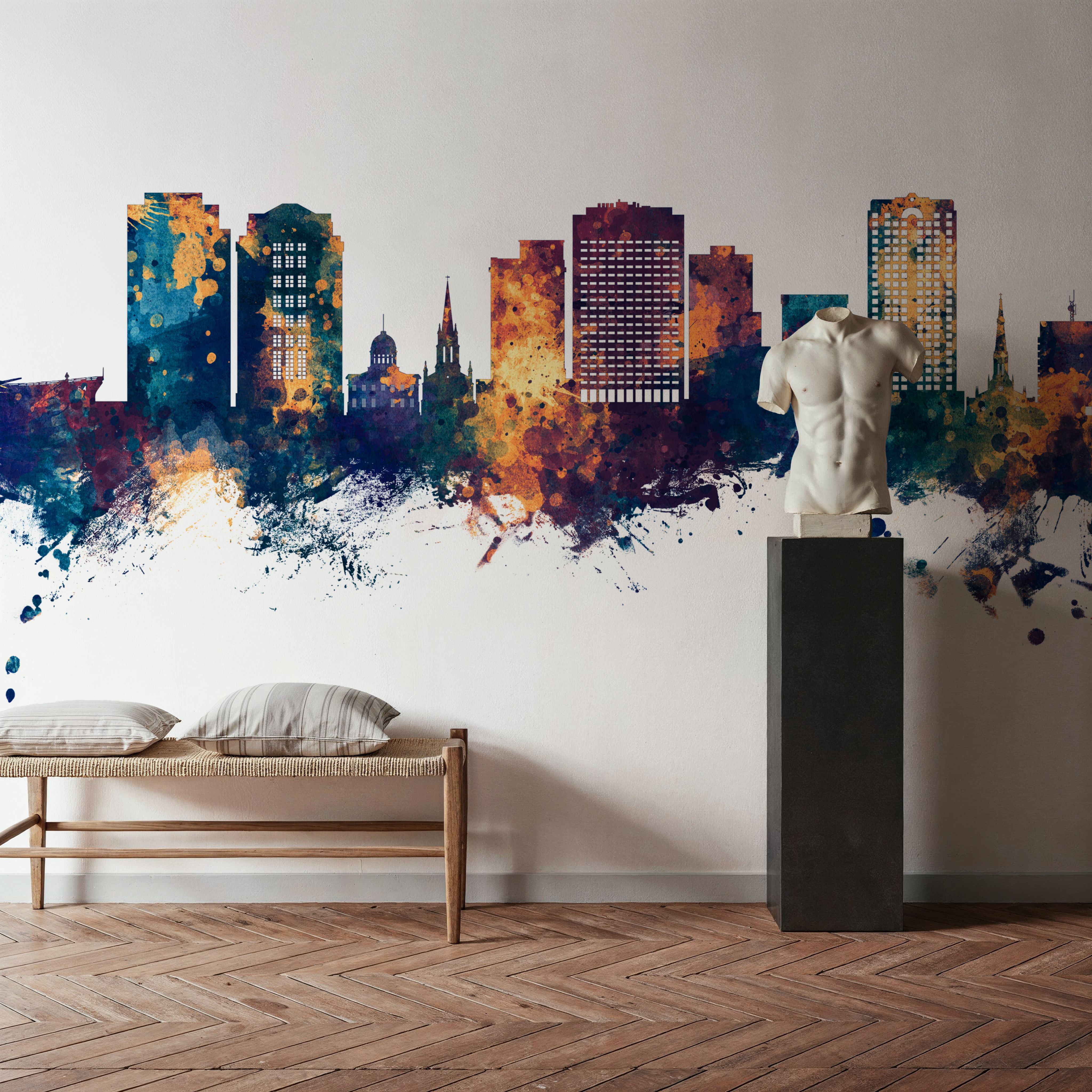 Norfolk Virginia Skyline Blue & Bronze