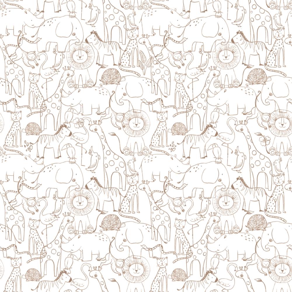 Calm & Cute Baby Animals Pattern, Beige