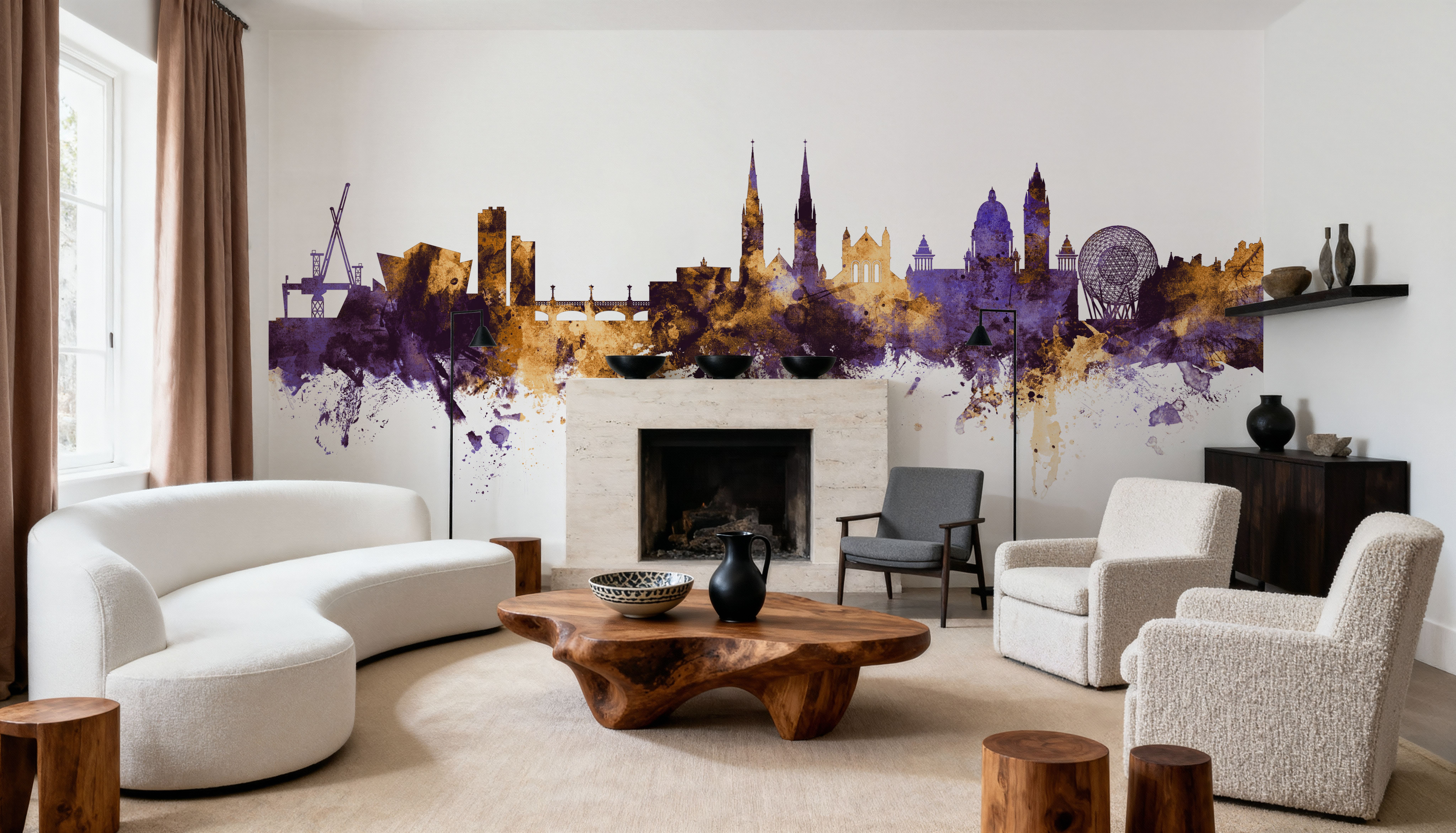 Belfast Northern Ireland Skyline Purple & Gold