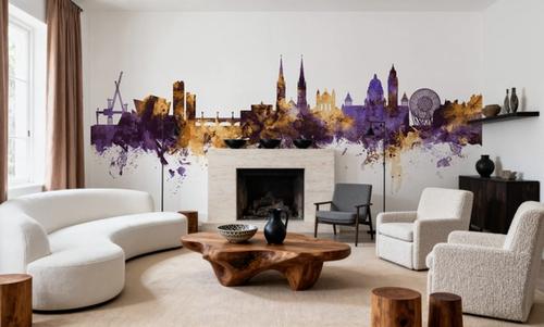 Belfast Northern Ireland Skyline Purple & Gold