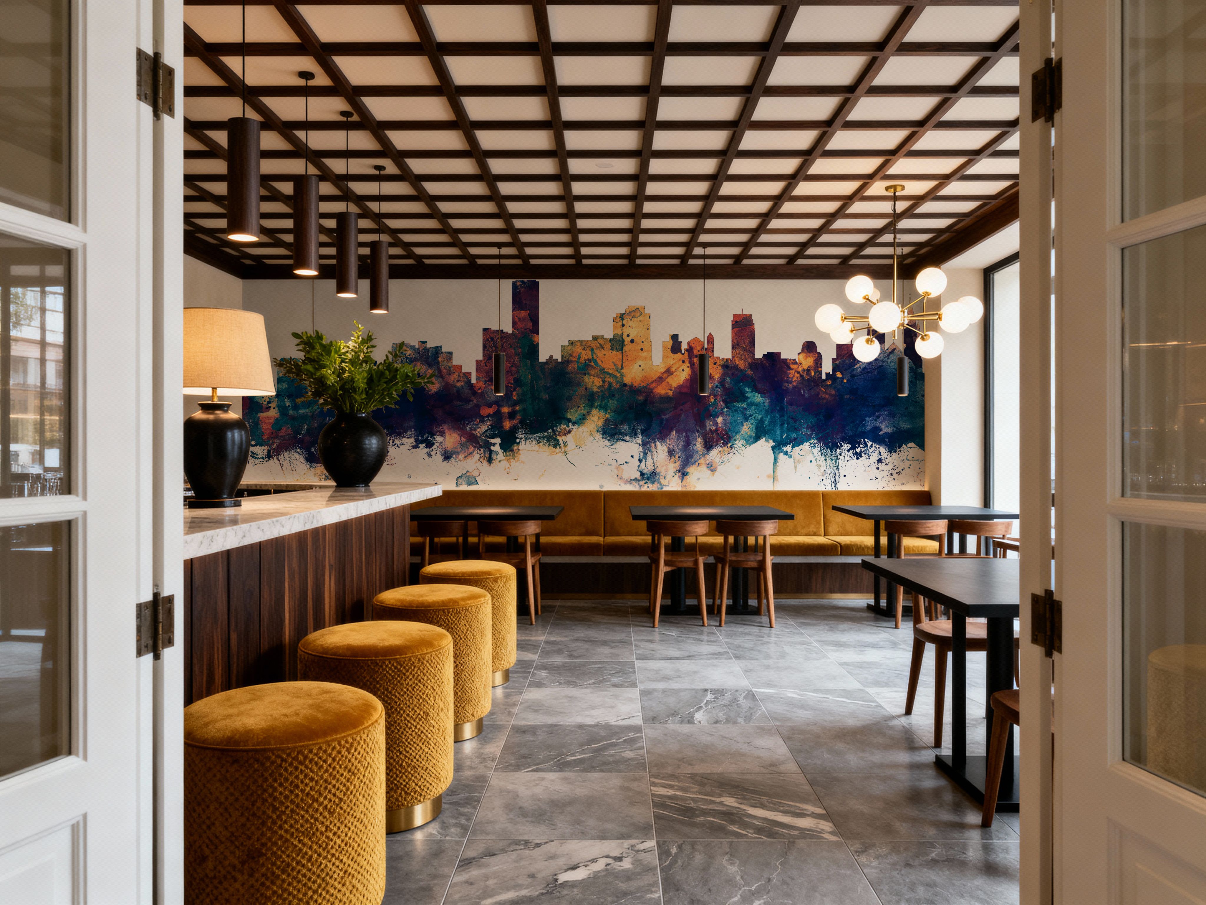 Adelaide Australia Skyline Blue & Bronze