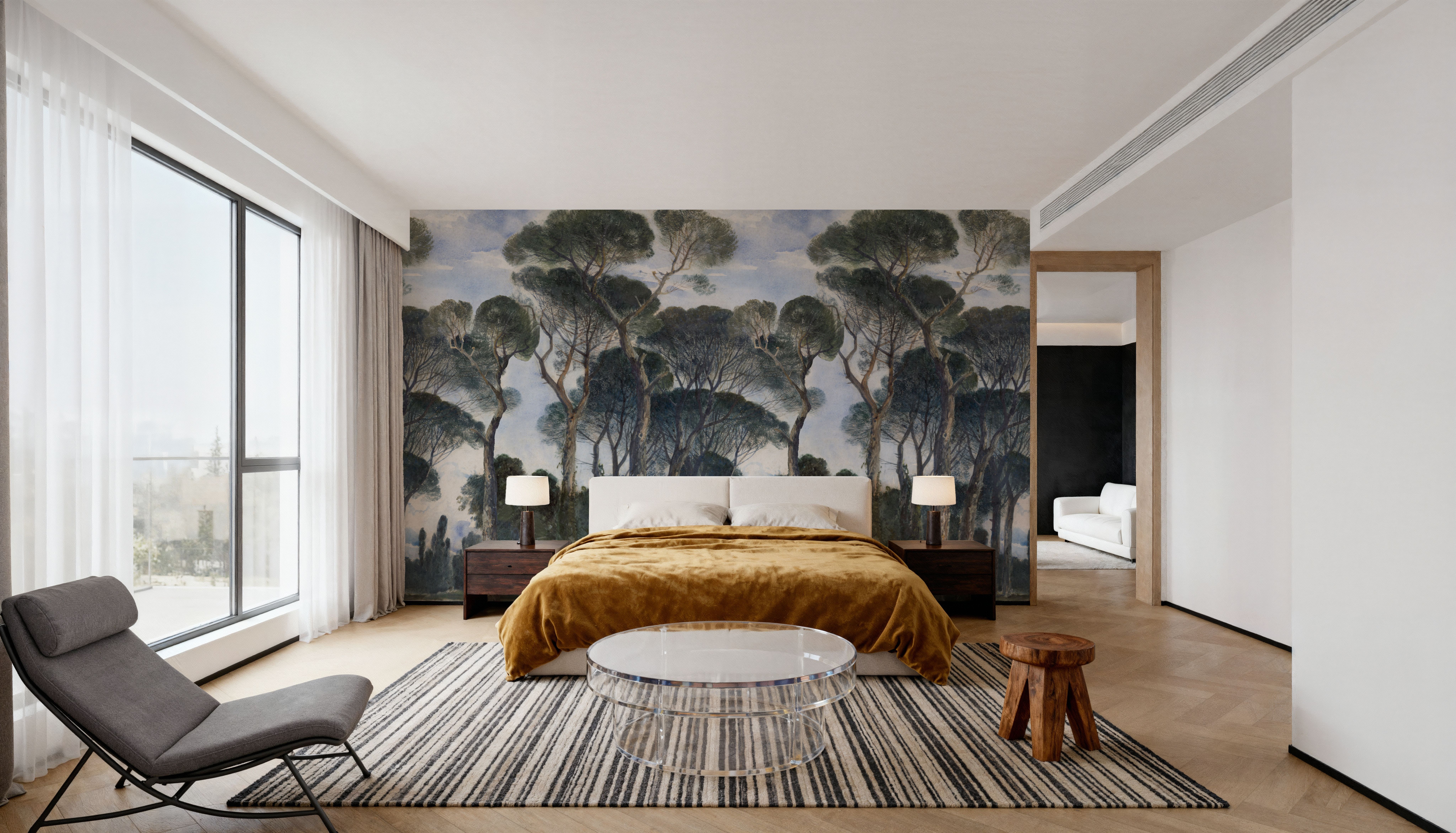 Umbrella Pines Landscape, Vintage