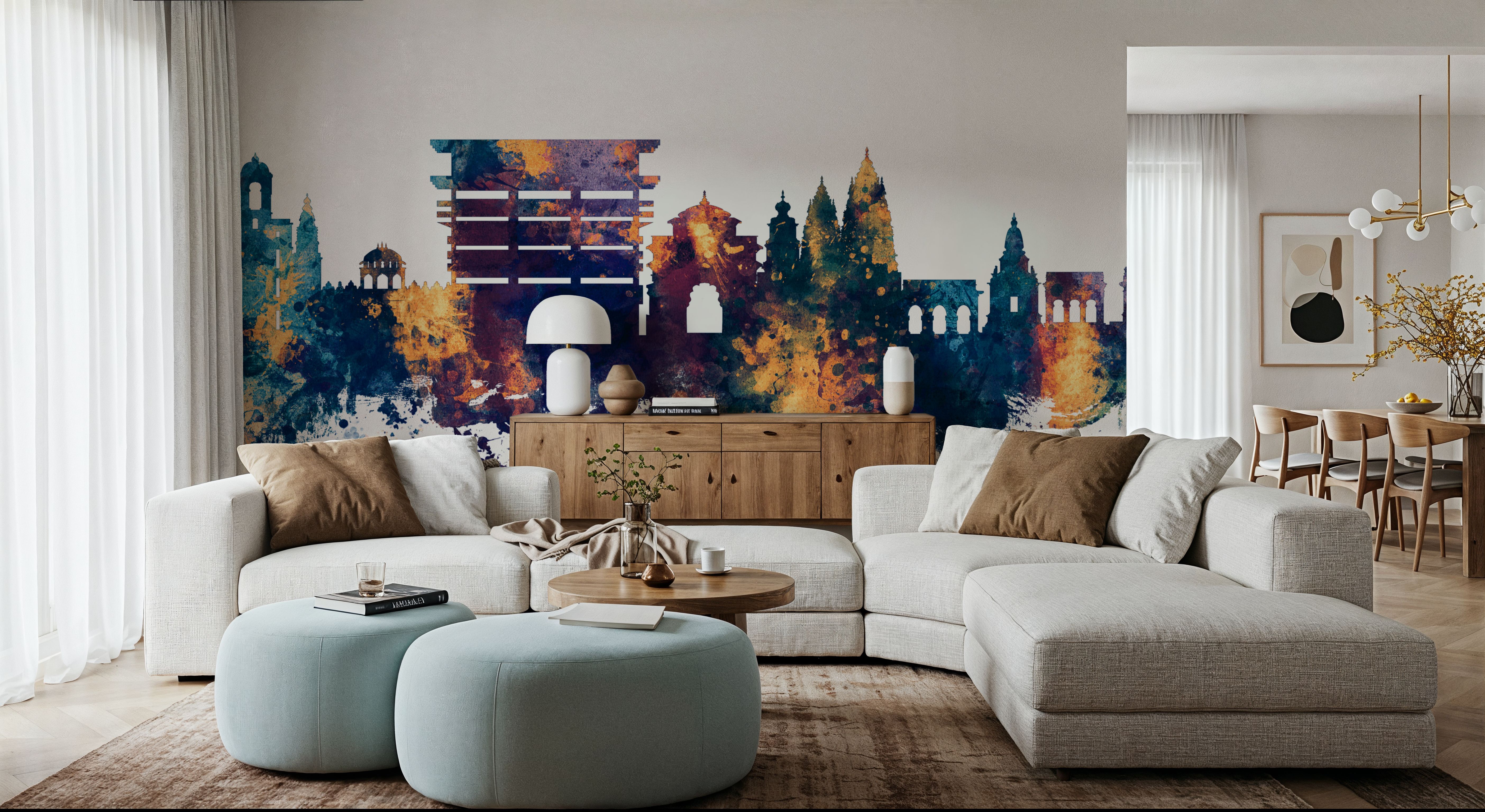 Pandharpur India Skyline Blue & Bronze