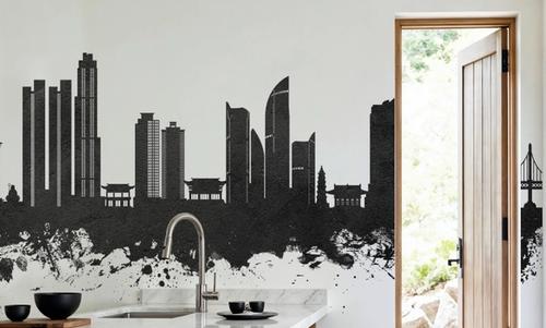 Busan South Korea Skyline Black & White
