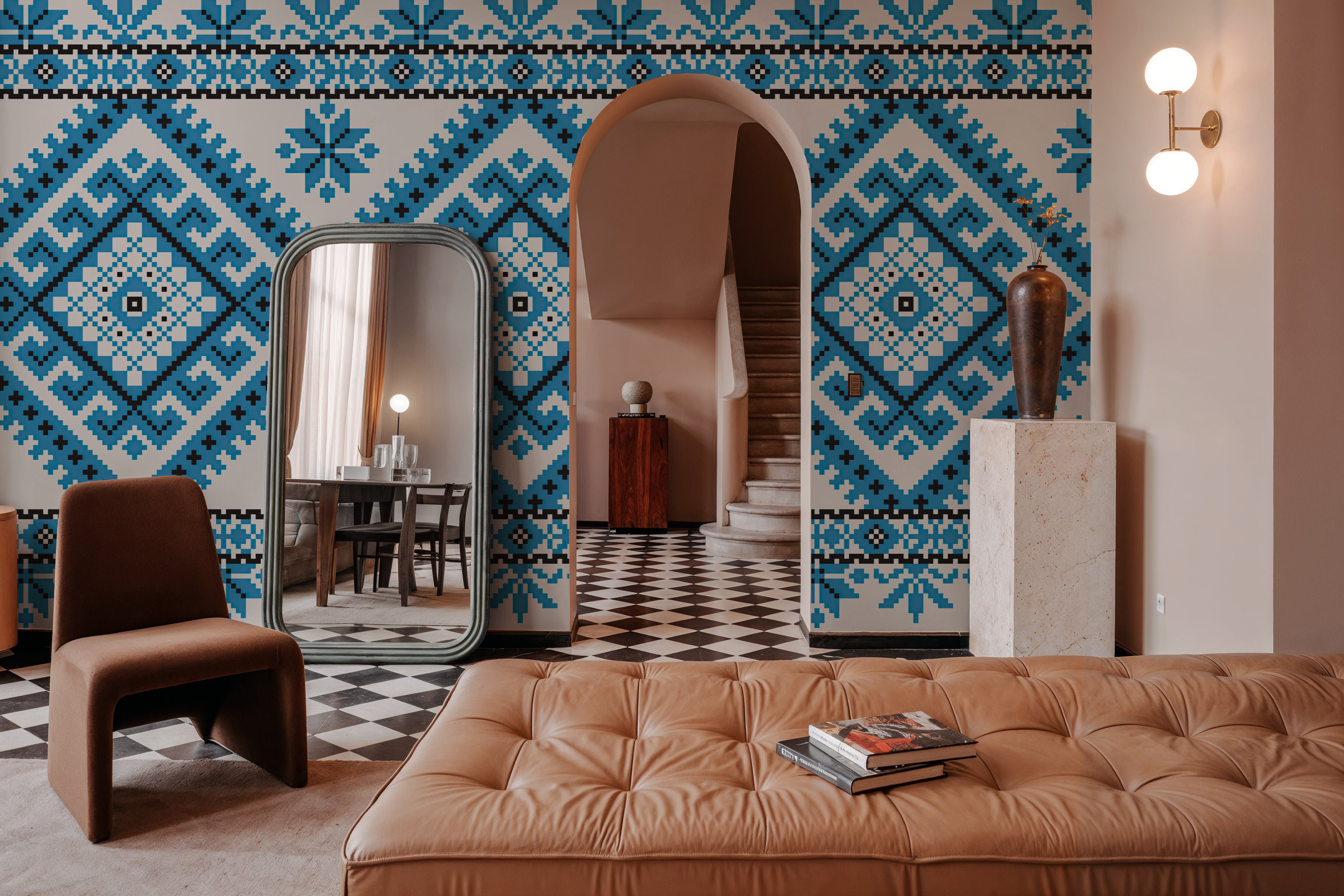 Pixel Embroidery Blue