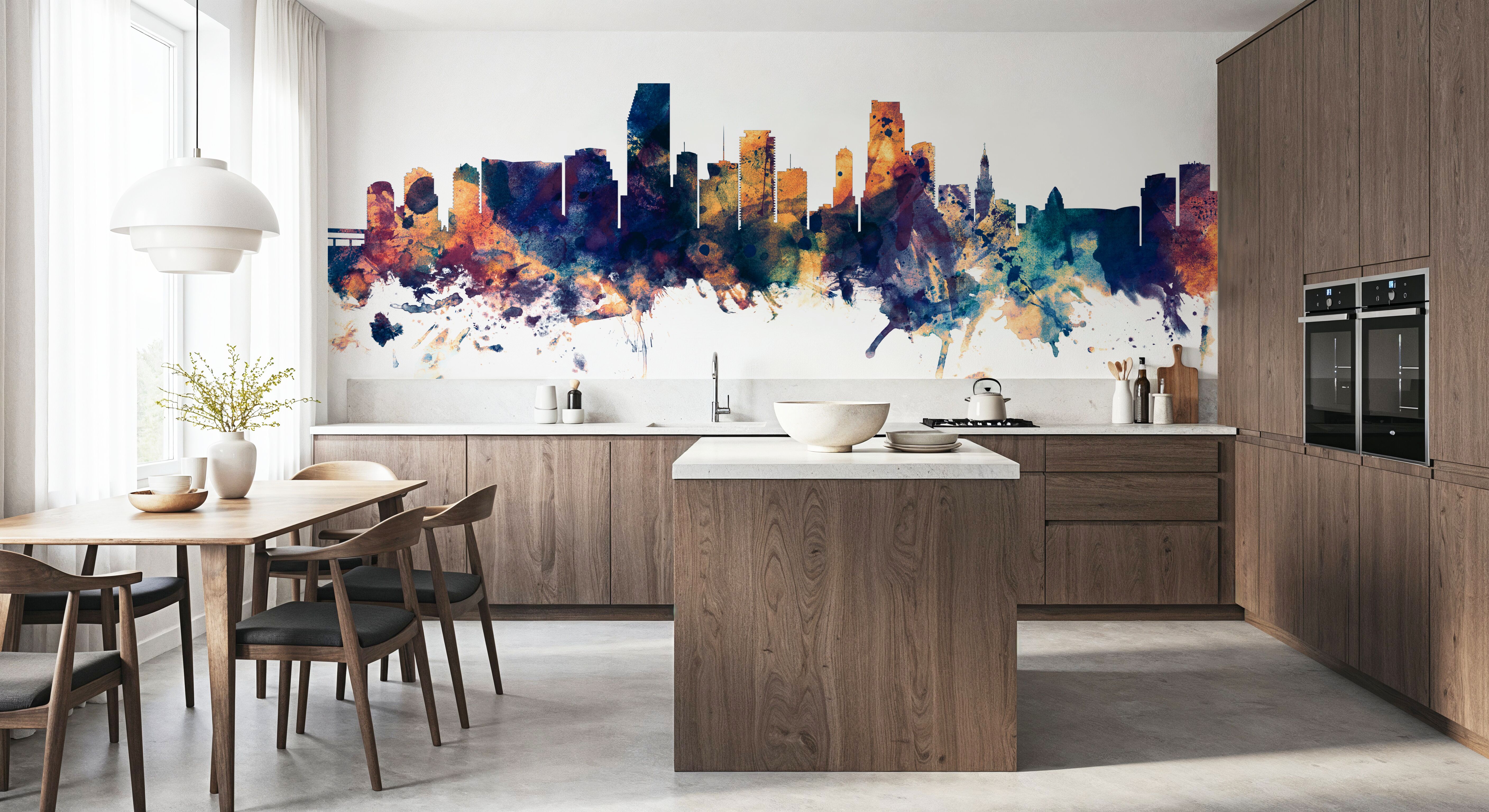 Miami Florida Skyline Blue & Bronze