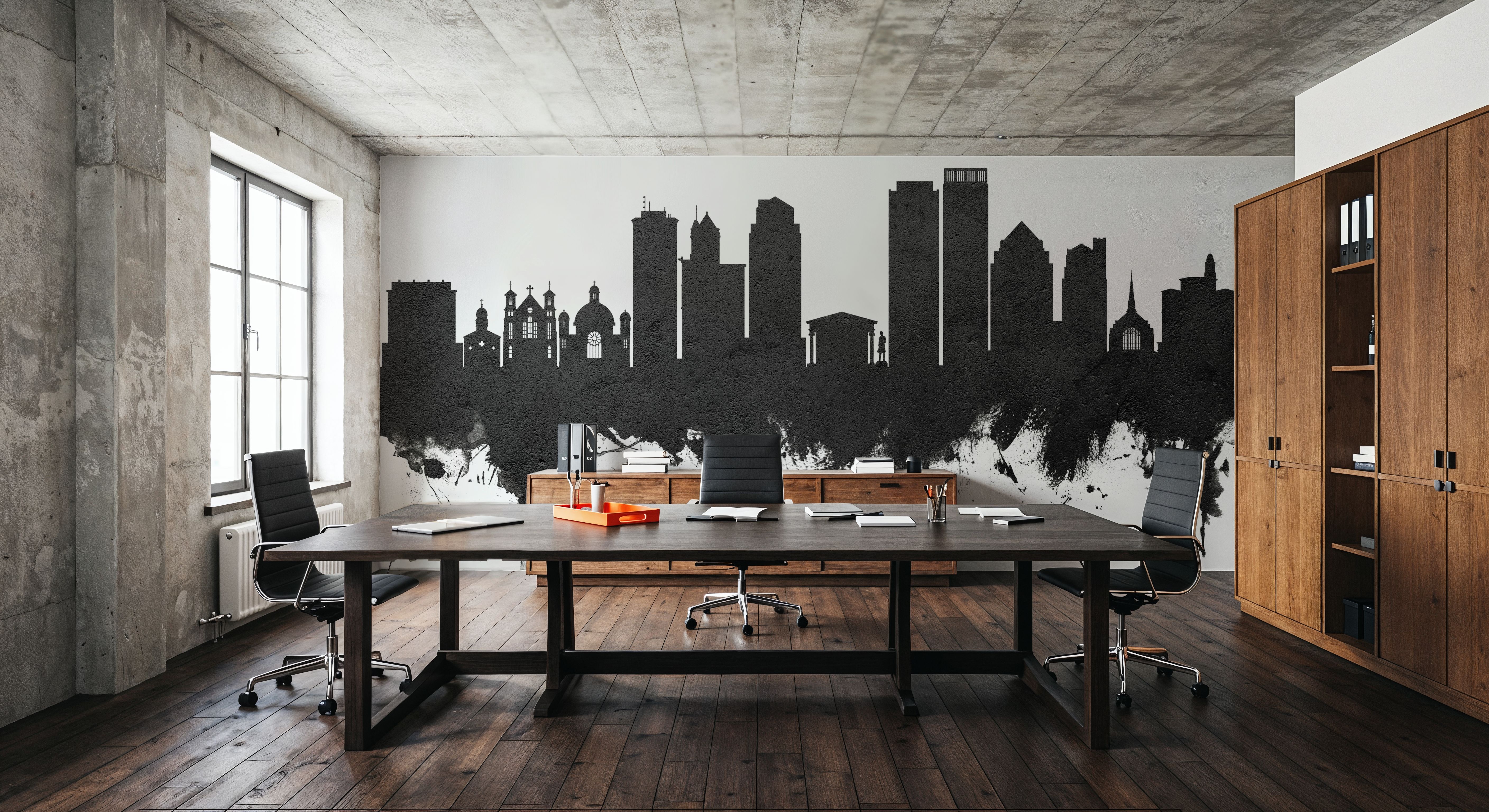 Dayton Ohio Skyline Black & White, Wallpaper