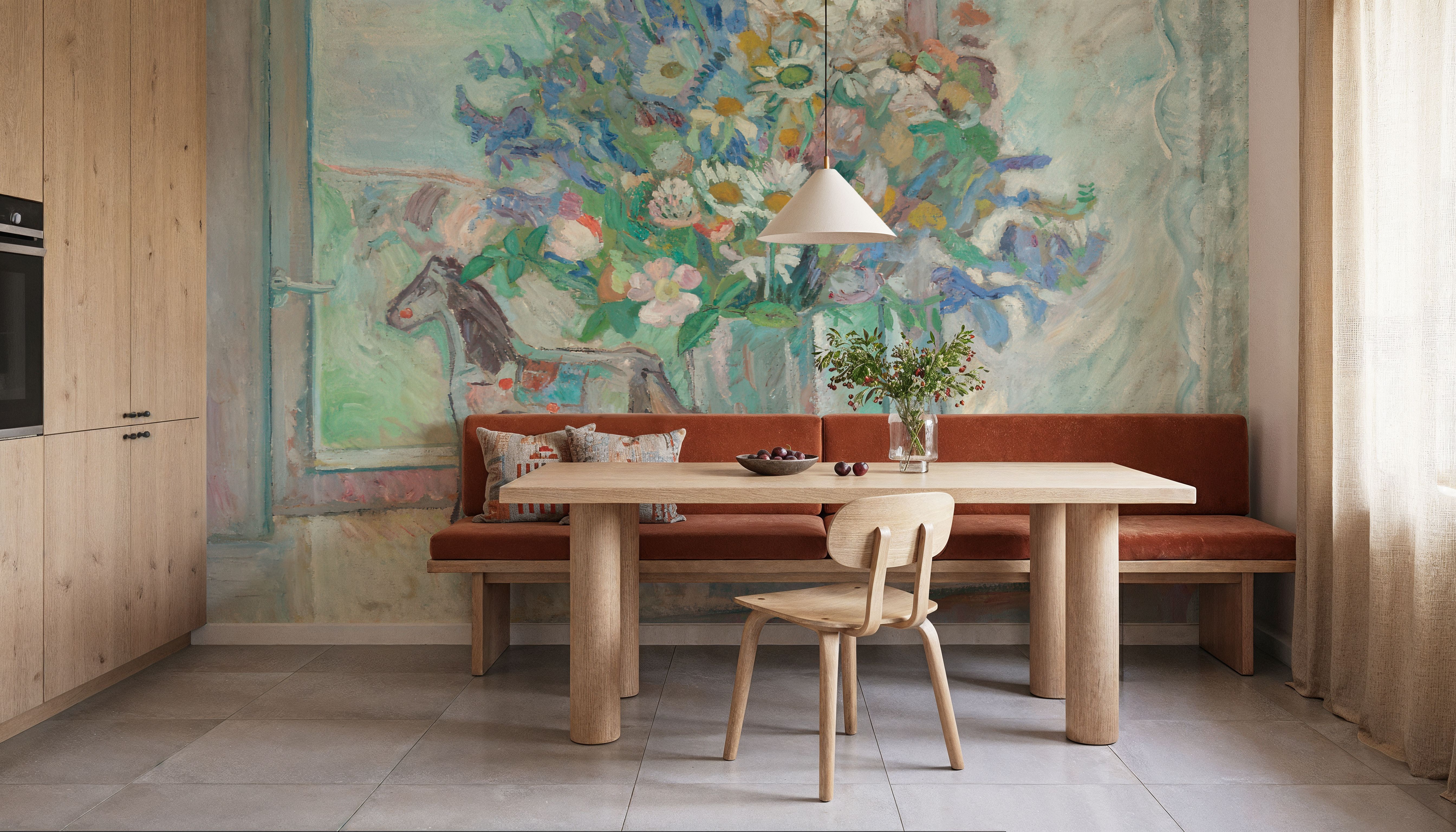 Flowers and Horse Figure By Window