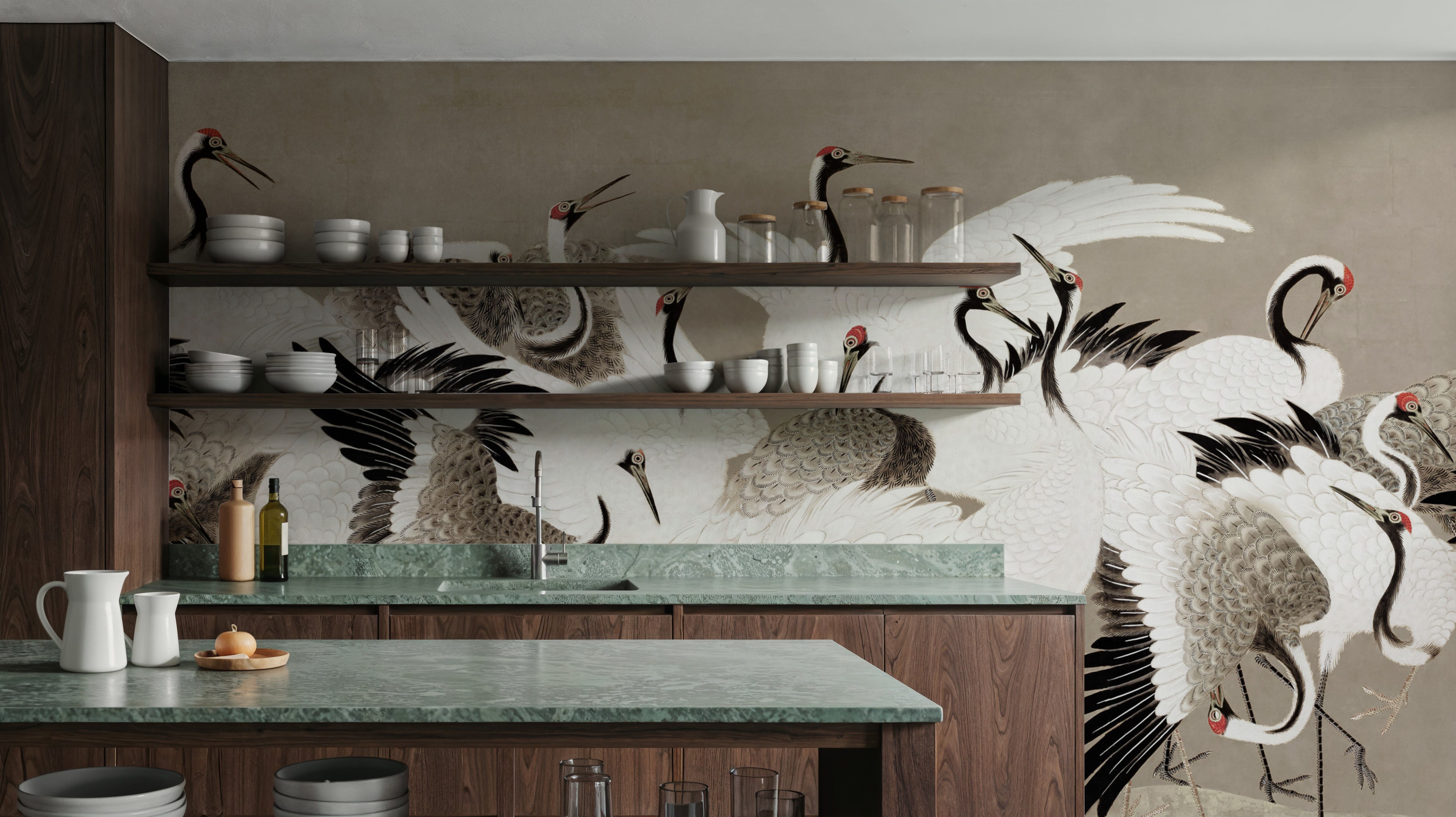 Japanese Flock of Cranes, Nutmeg Dust