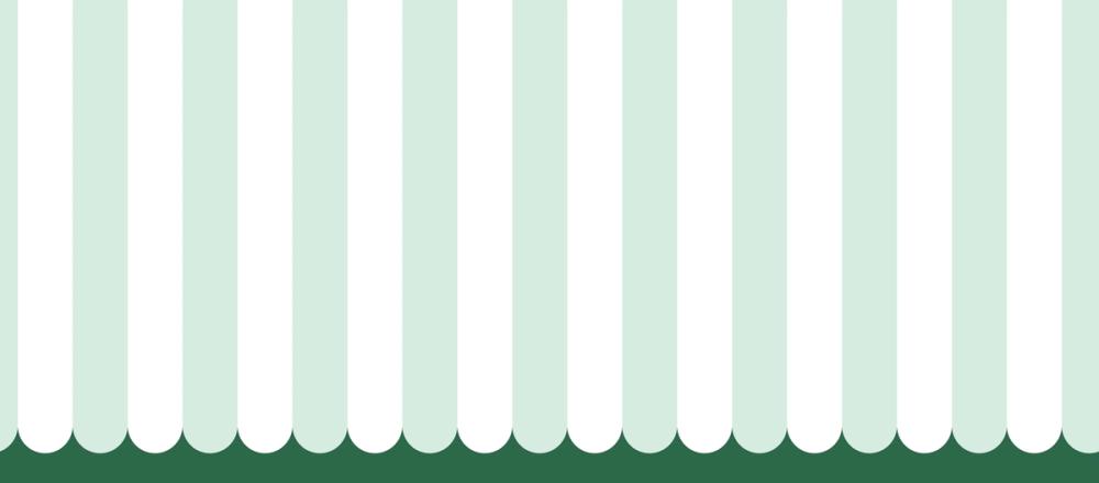 Scalloped Circus Stripes, Mint Green