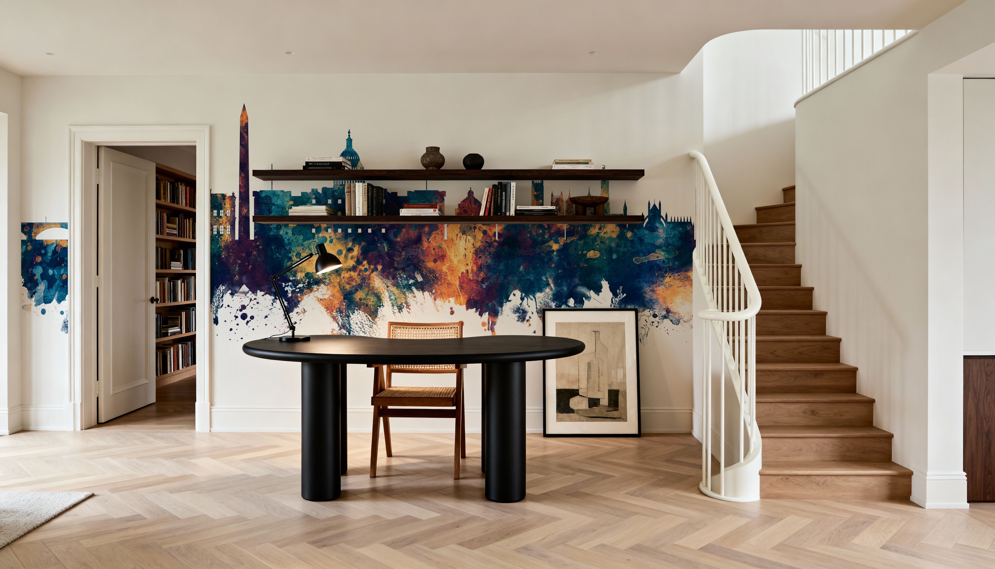 Washington DC Skyline Blue & Bronze, Papel pintado