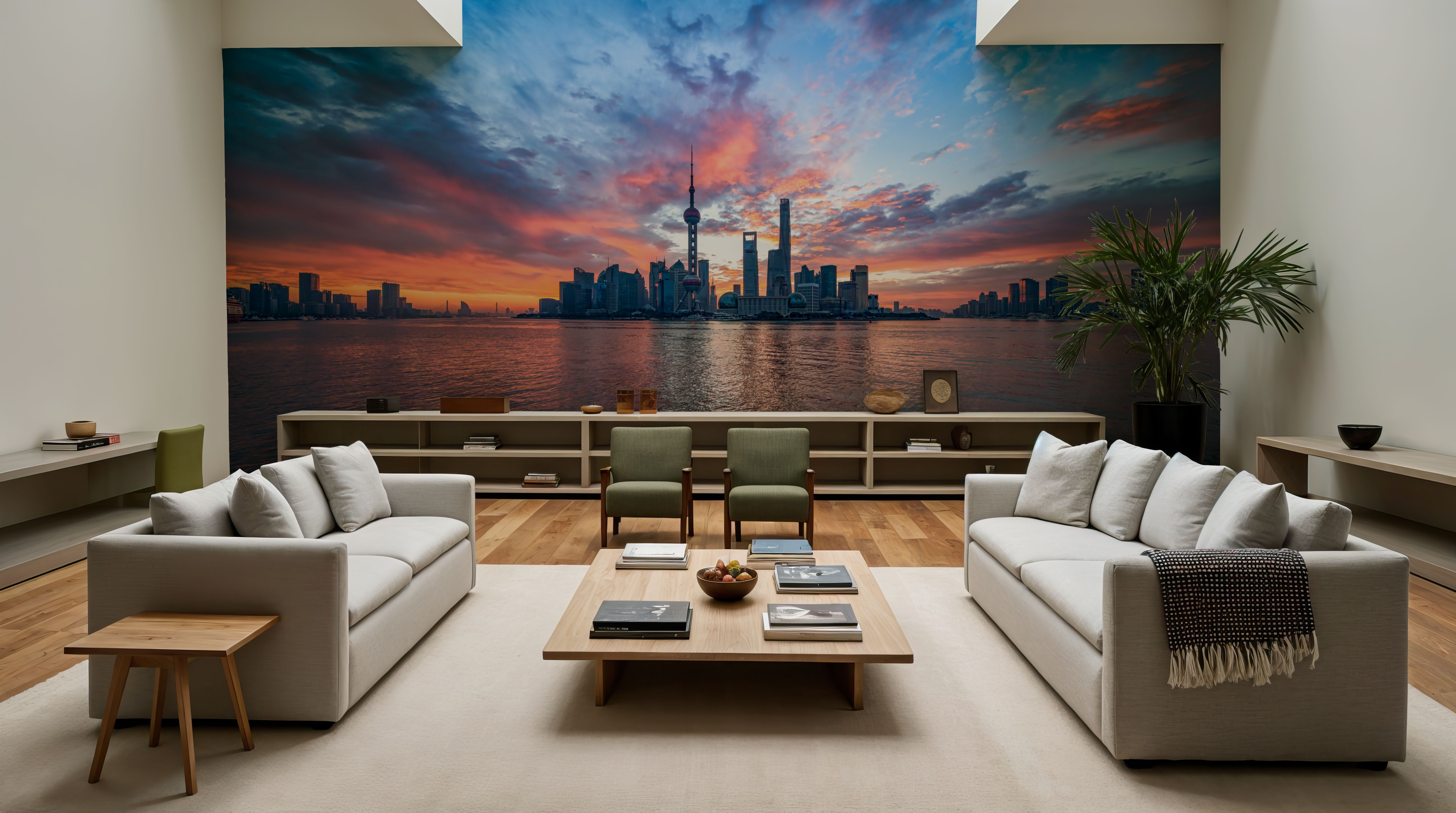 Pudong Sunrise Blue, Carte da parati