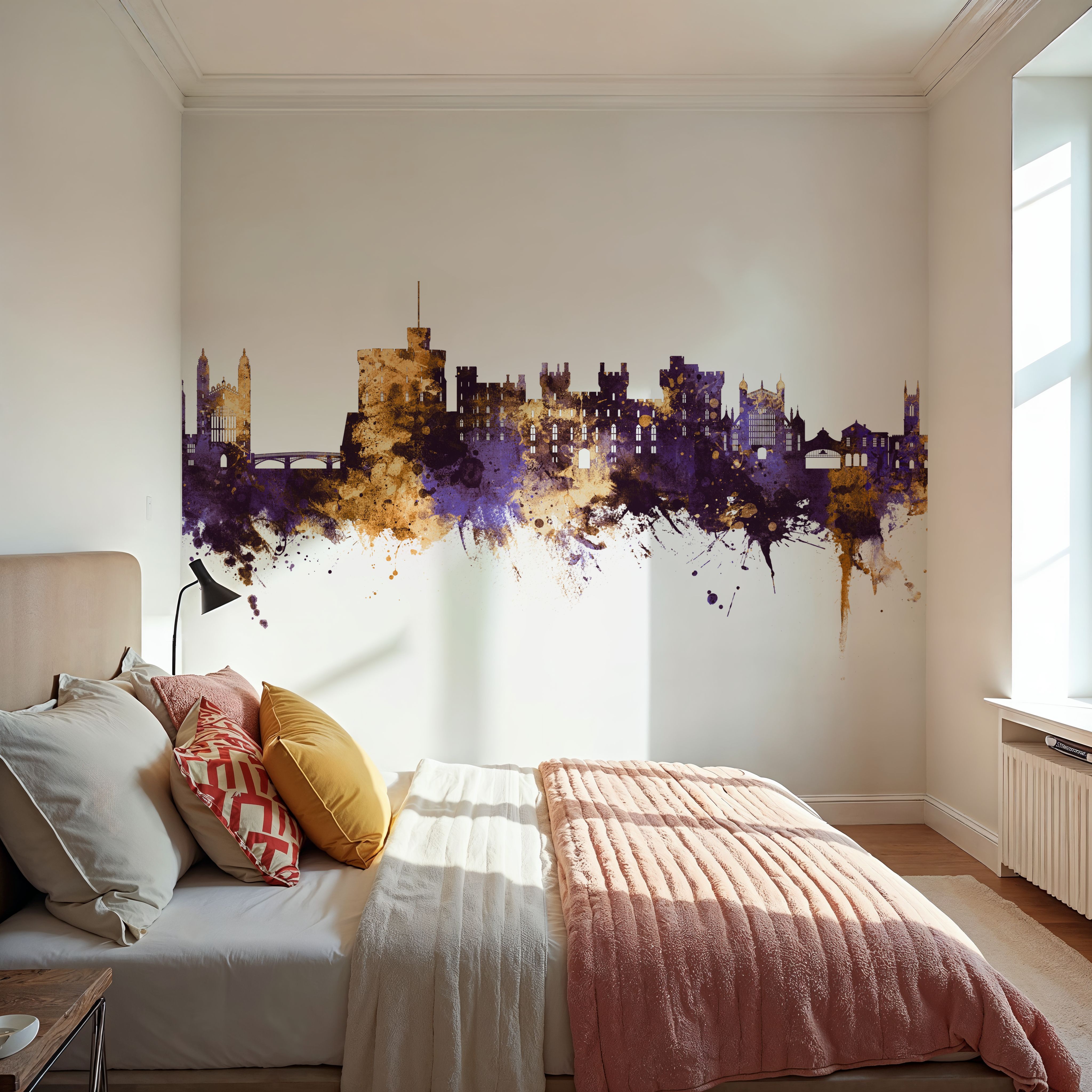 Windsor England Skyline Purple & Gold