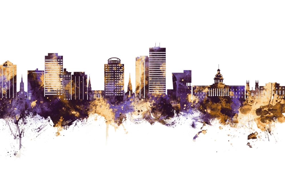 Columbia South Carolina Skyline Purple & Gold