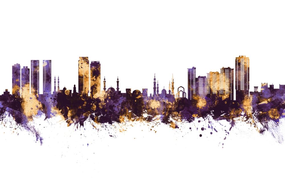 Ajman Skyline Purple & Gold