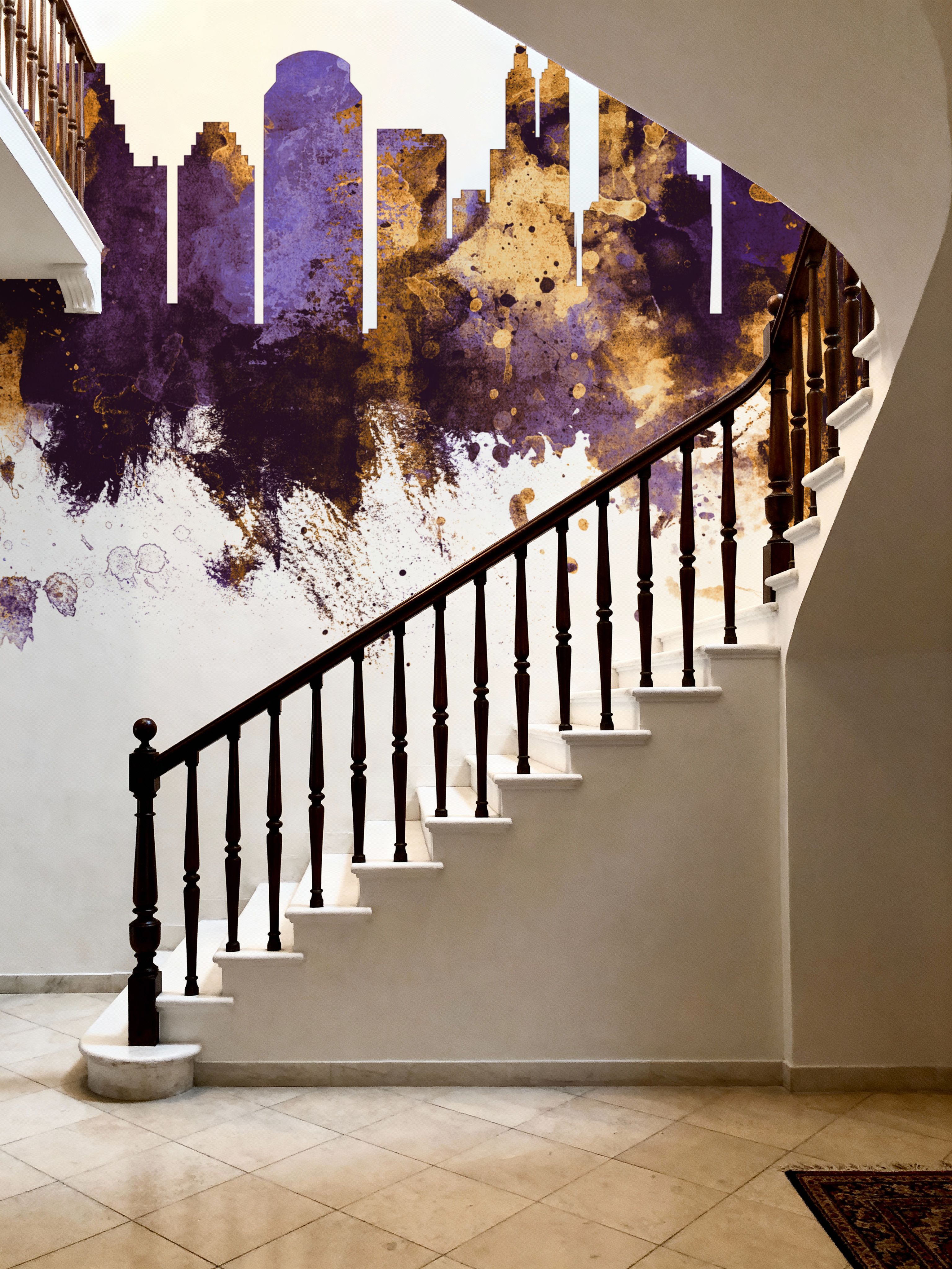 Jakarta Skyline Indonesia Purple & Gold