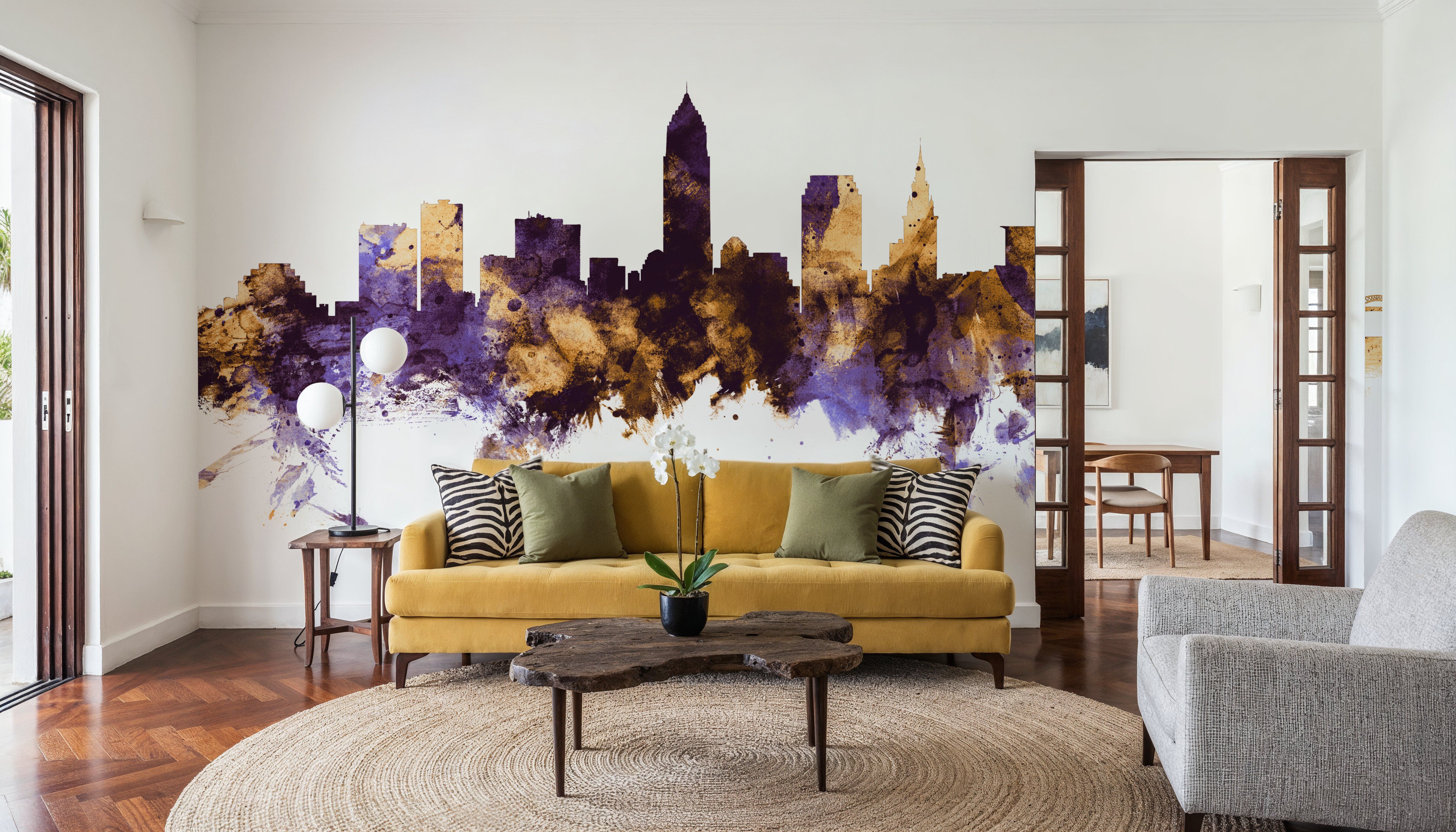 Cleveland Ohio Skyline Purple & Gold