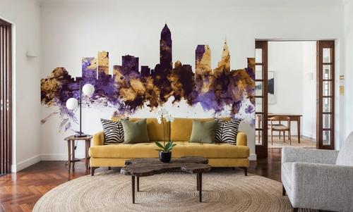 Cleveland Ohio Skyline Purple & Gold