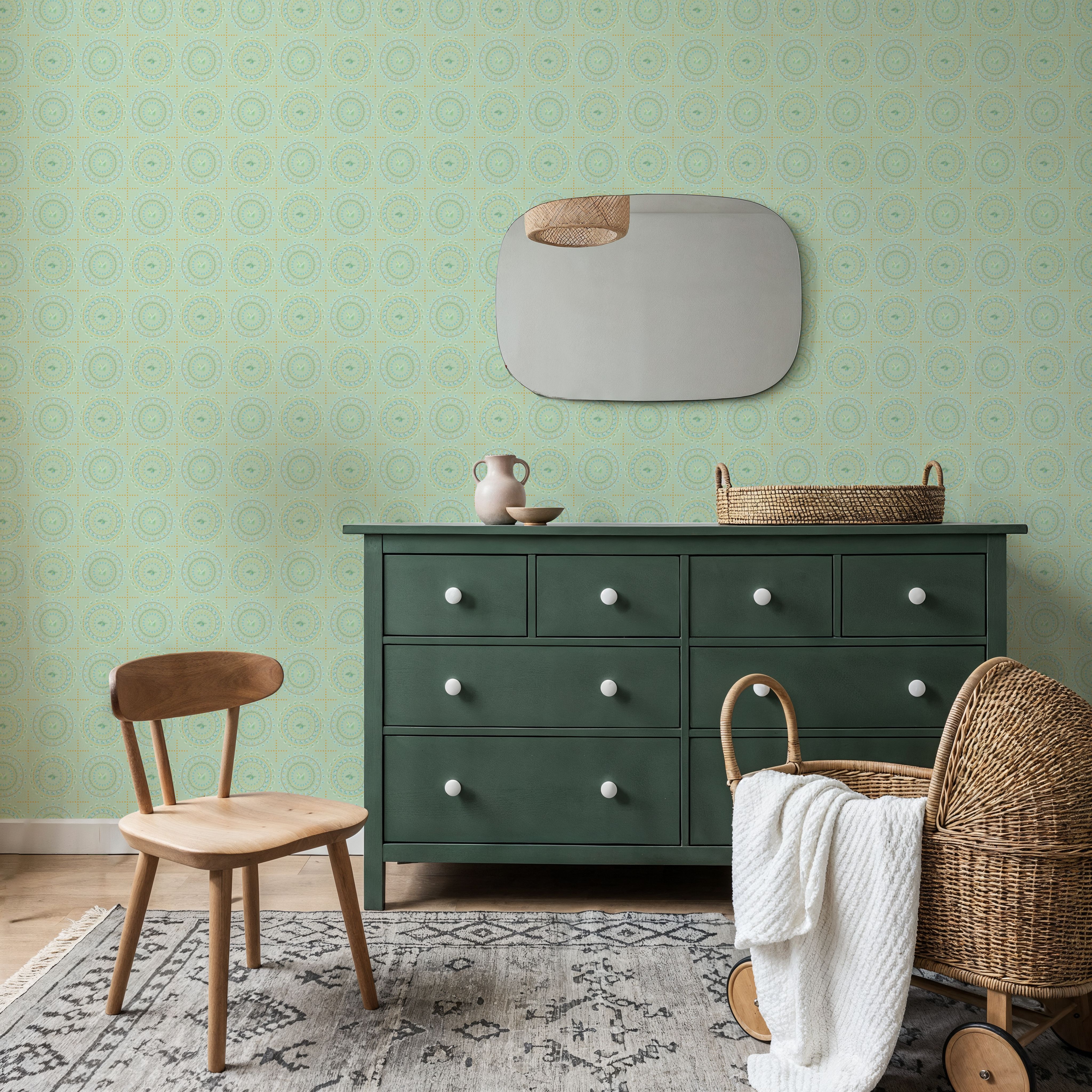 Flutterby Stacks Mint, Wallpaper