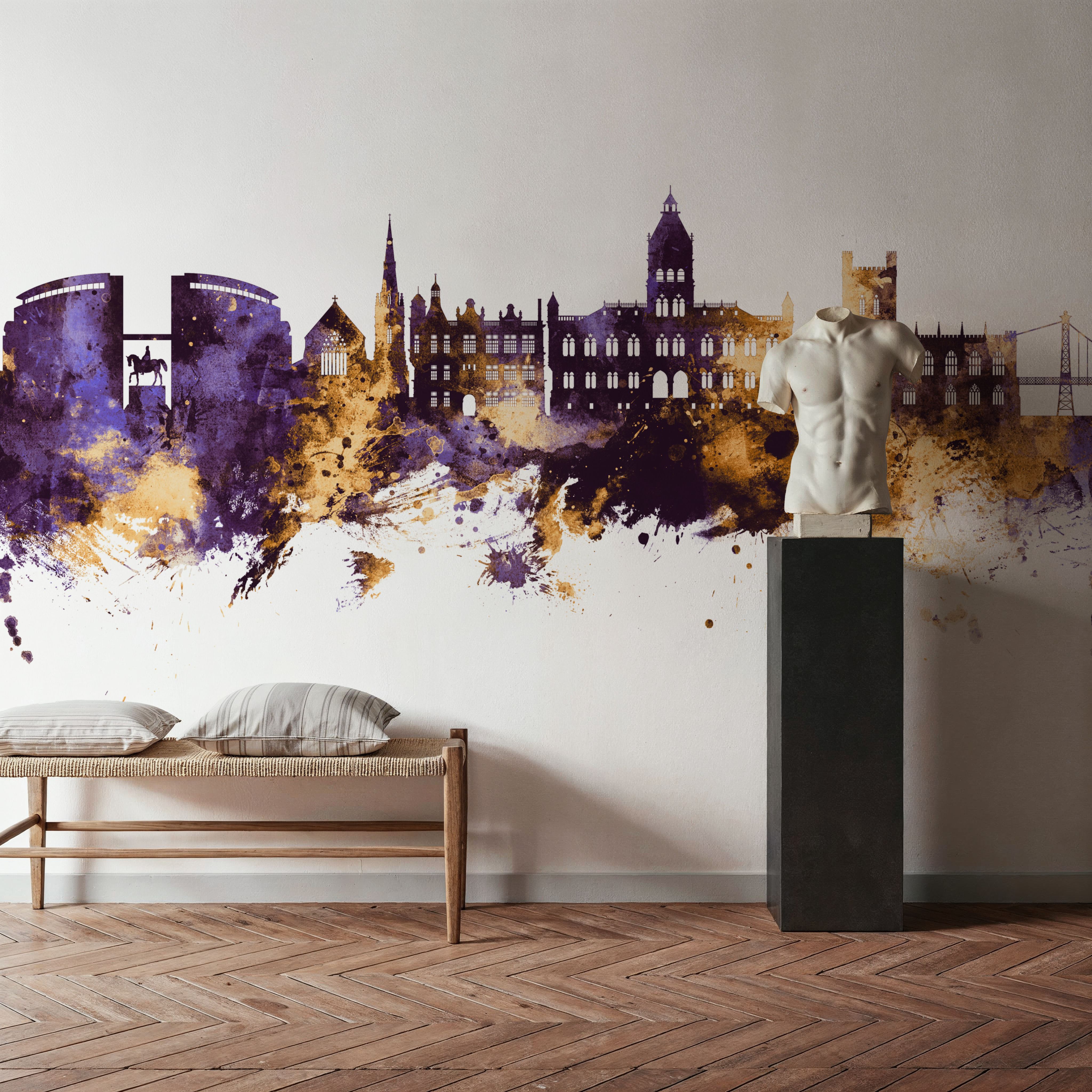 Chester England Skyline Purple & Gold