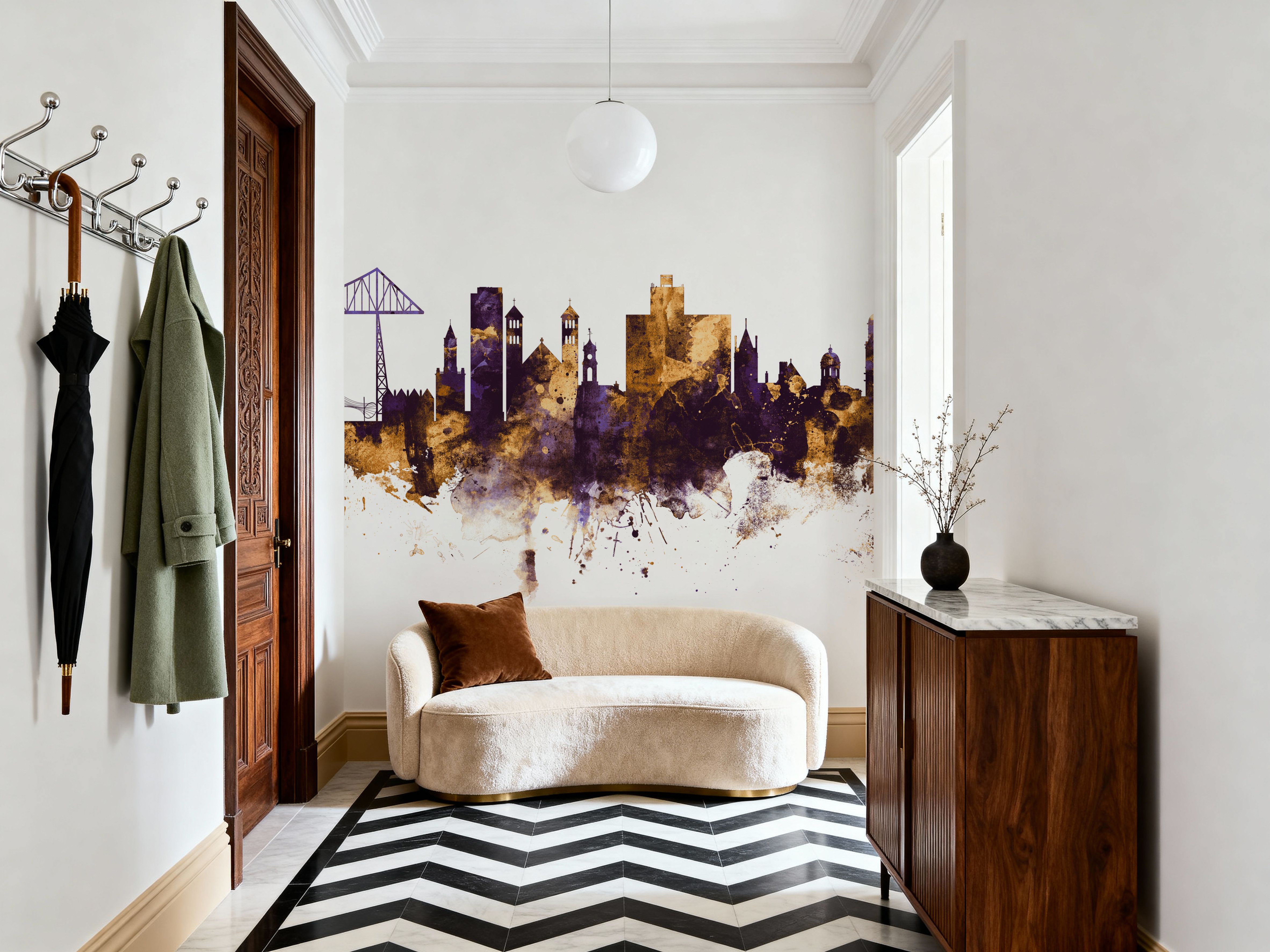 Middlesbrough England Skyline Purple & Gold