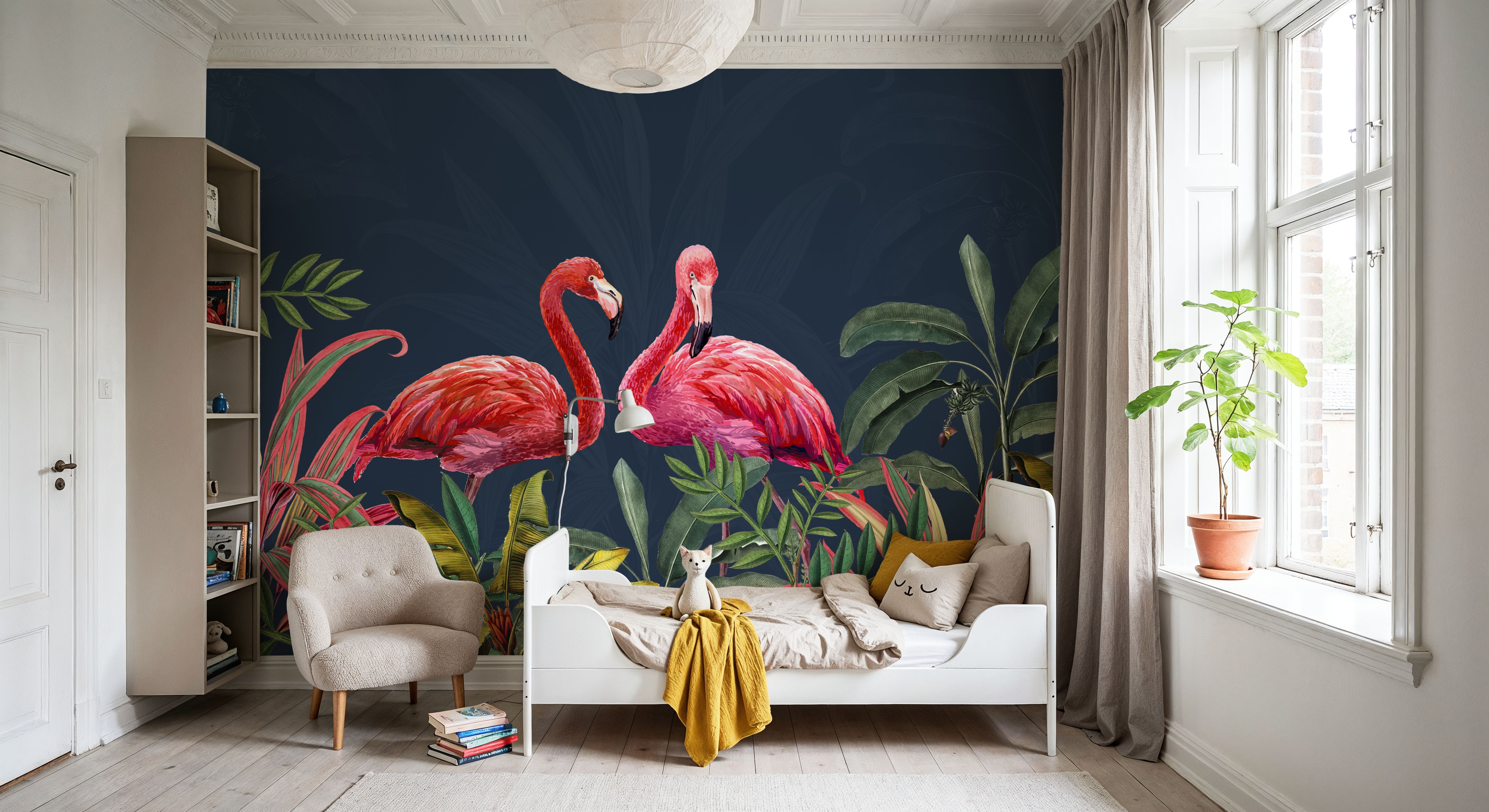 Shy Flamingos Blue