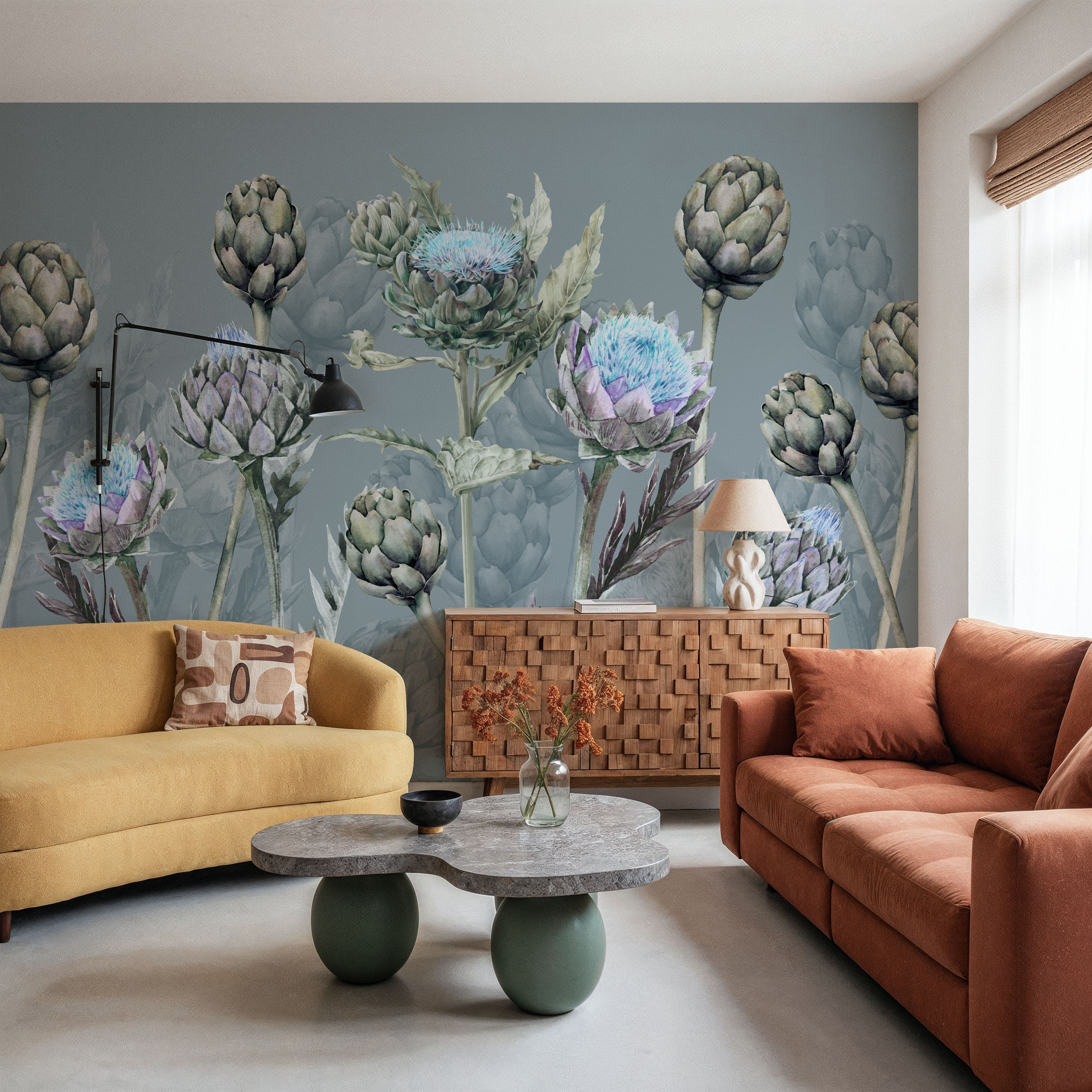 Artichoke Blooms, French Blue